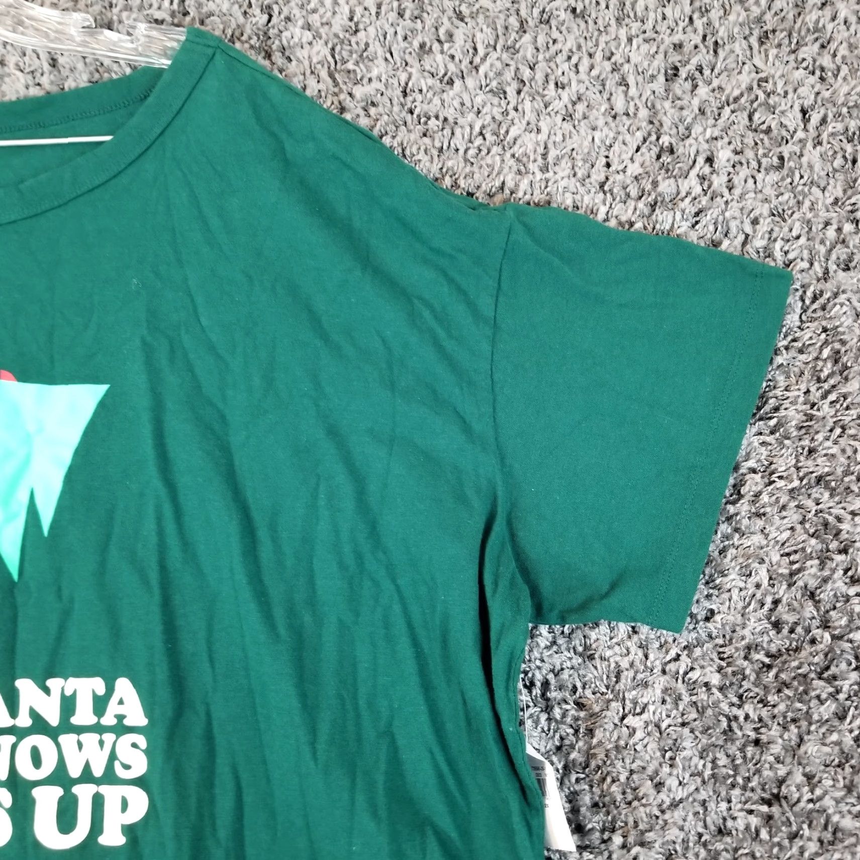 Old Navy VINTAGE Old Navy Santa Knows Whats Up Short Sleeve Graphic Tee Mens Big 2X Green Christmas Santa Claus Shirt Size US 39 - 3 Thumbnail