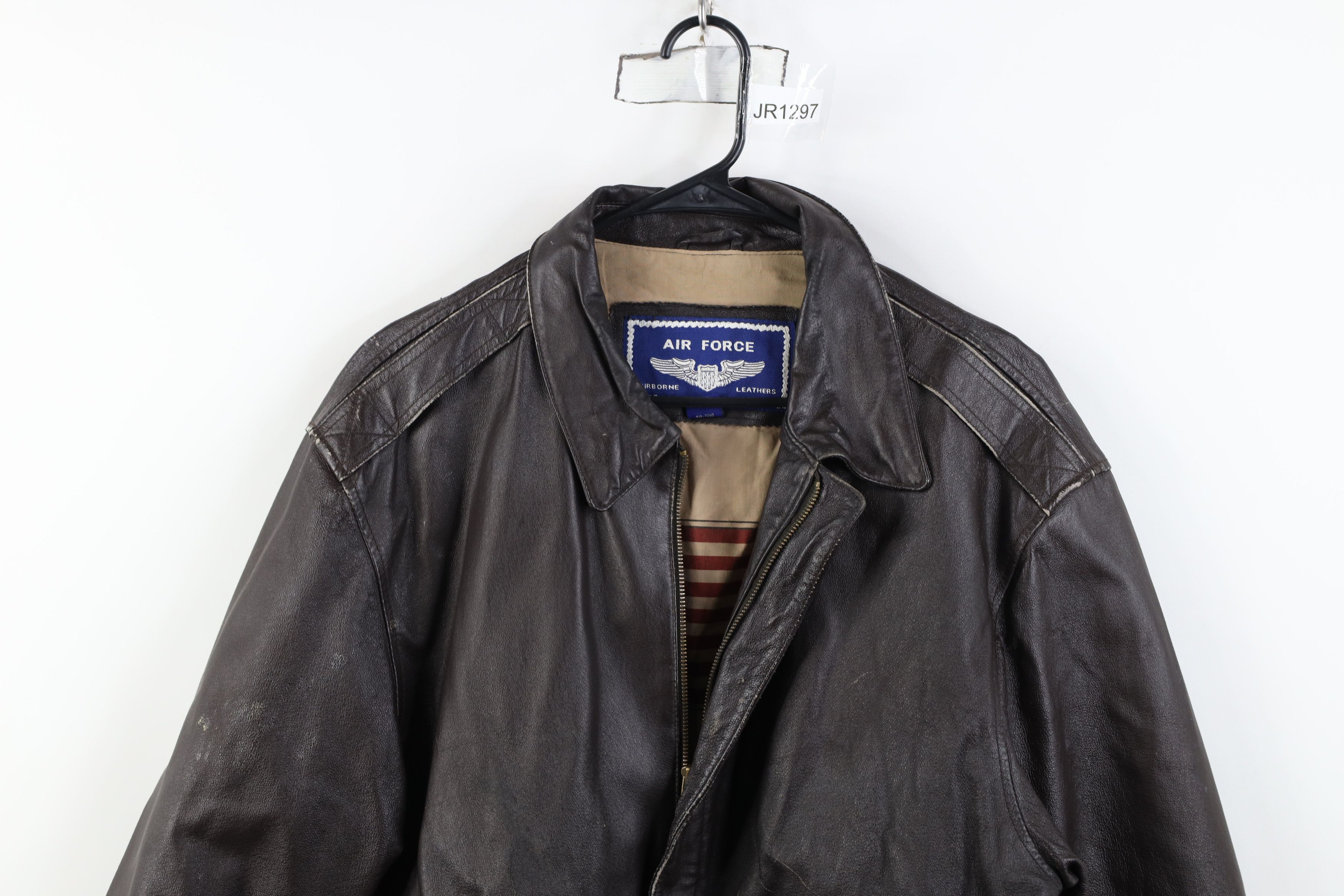 Vintage Vintage 90s Streetwear Force Leather Flight Bomber Jacket Size US M / EU 48-50 / 2 - 2 Thumbnail