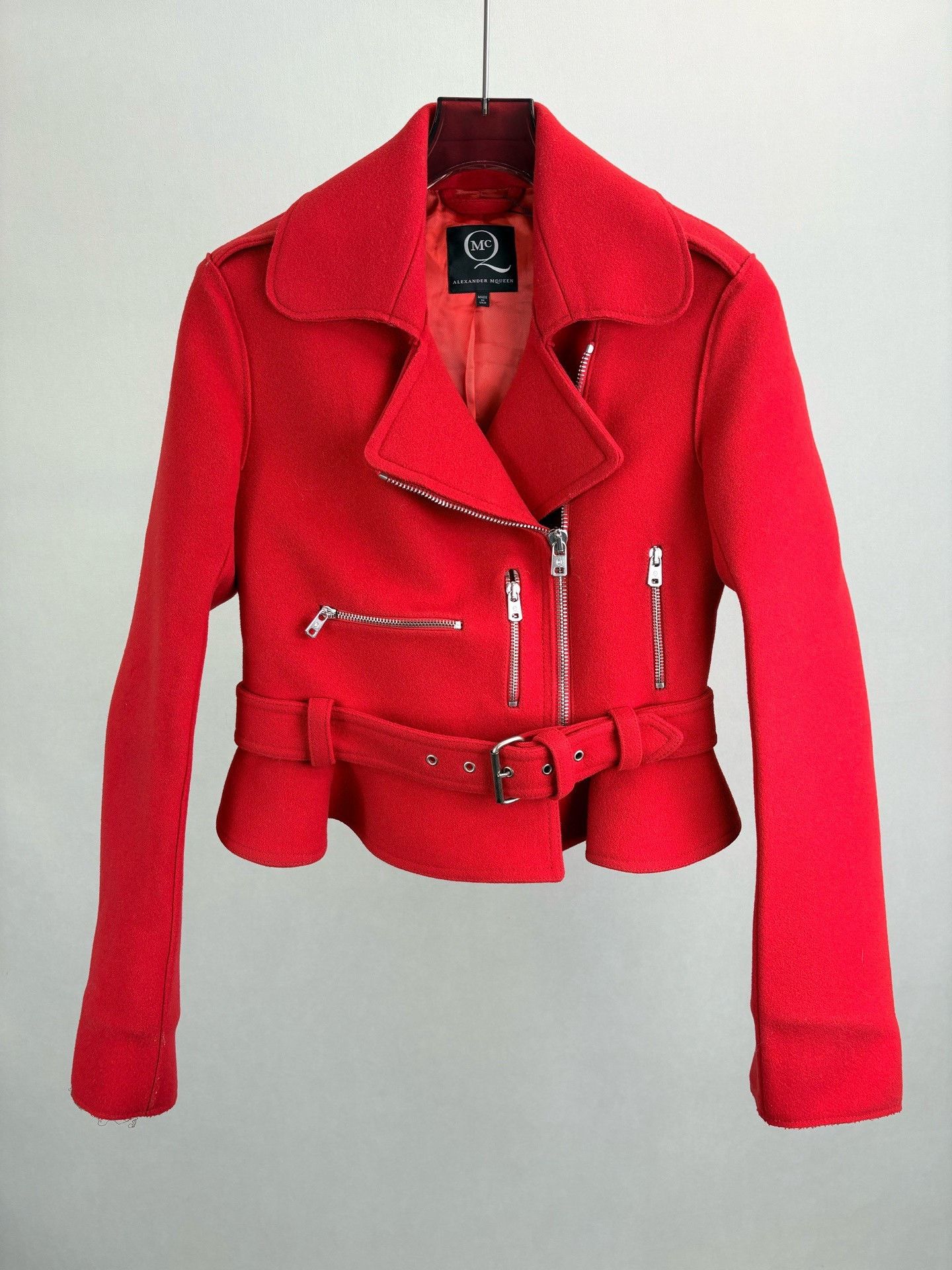 Alexander McQueen Alexander McQueen Red Wool Zip Jacket Size S / US 4 / IT 40 - 1 Thumbnail