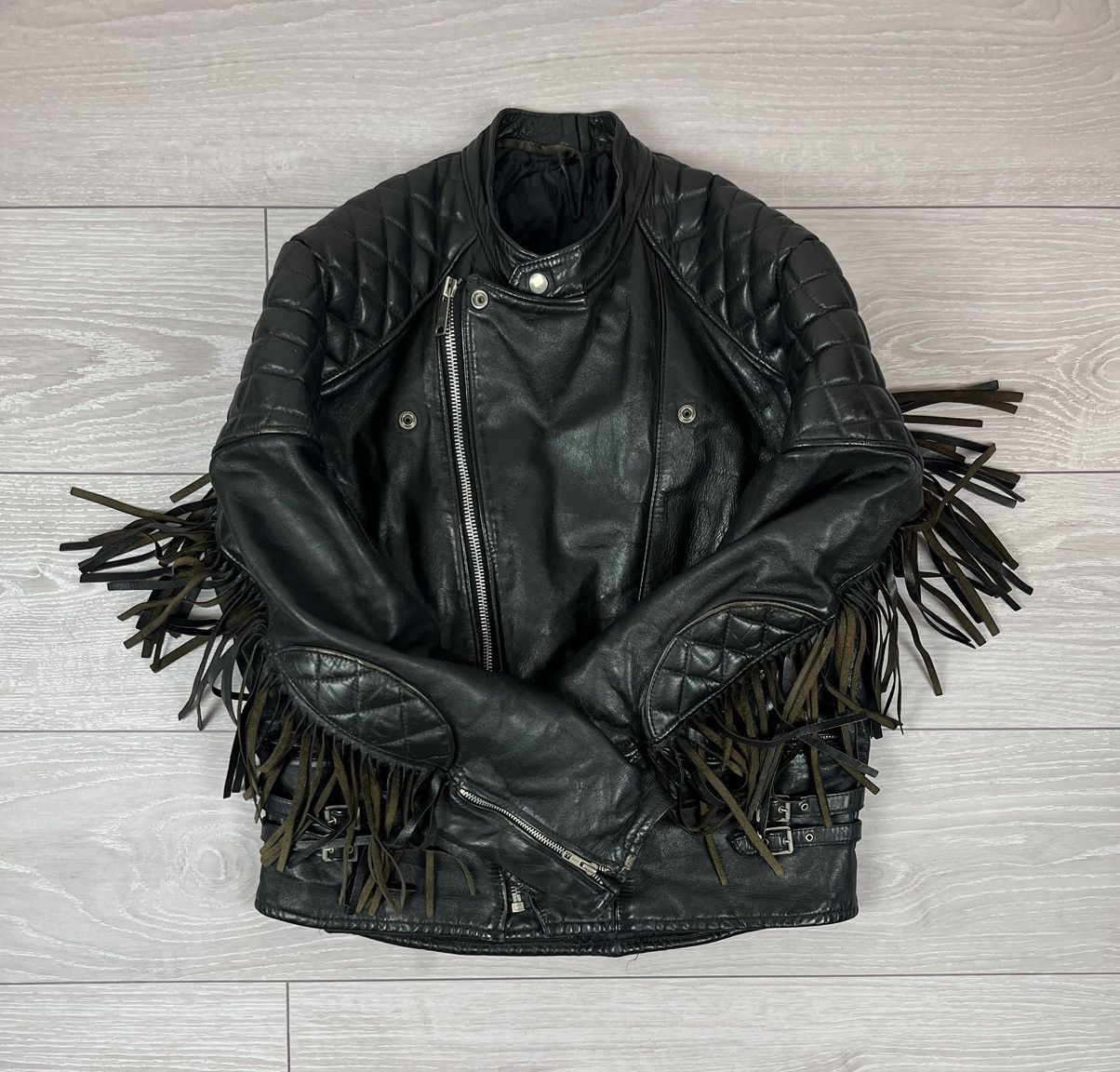 Genuine Leather Vintage Avante Garde Black Leather Biker Jacket L Size Size US L / EU 52-54 / 3 - 2 Thumbnail