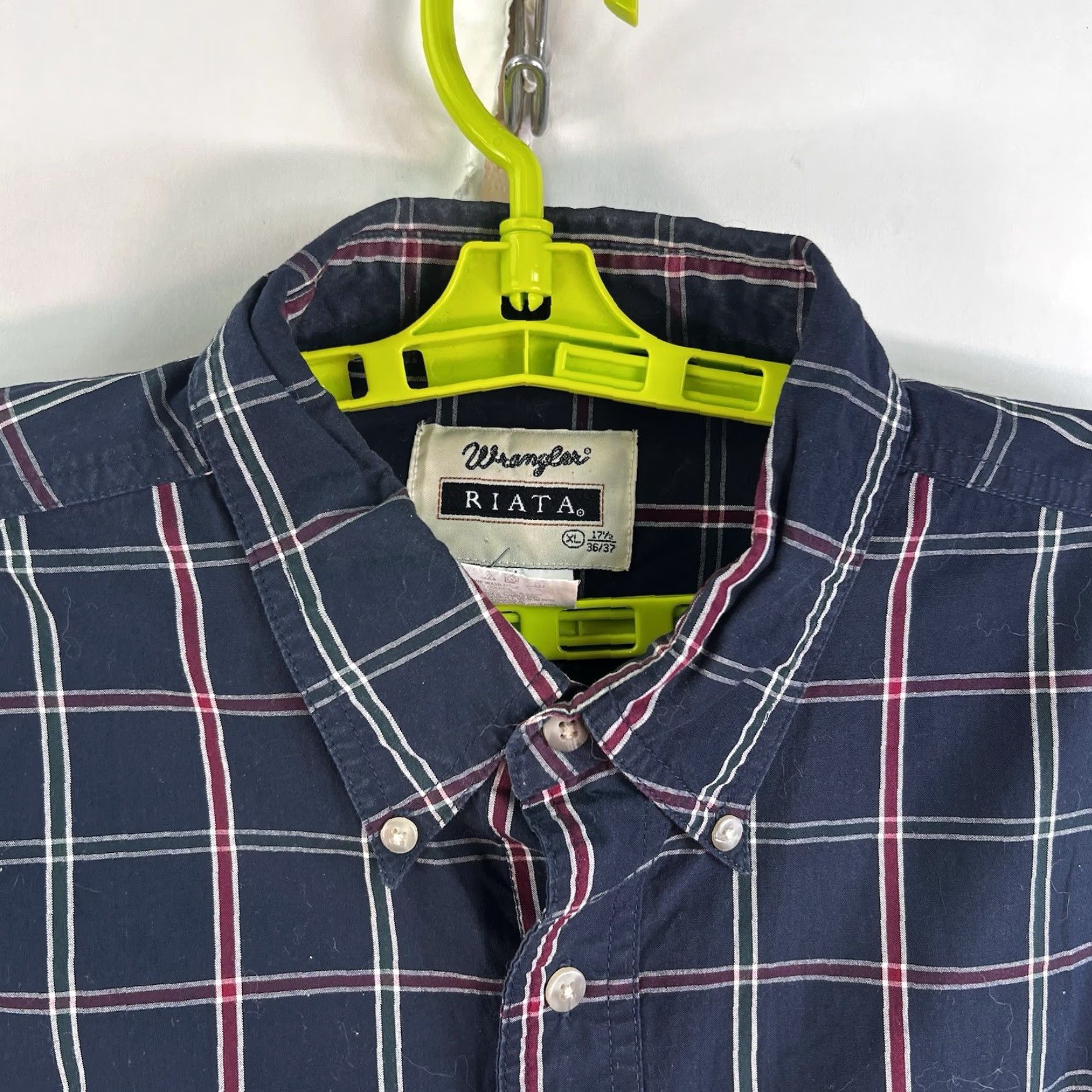 Wrangler VINTAGE Wrangler Riata Button-Down Shirt Mens XL Blue Check Long Sleeve Regular Fit Size XL Men’s Button-Up Shirt - Western Cowboy Style Size US XL / EU 56 / 4 - 3 Thumbnail