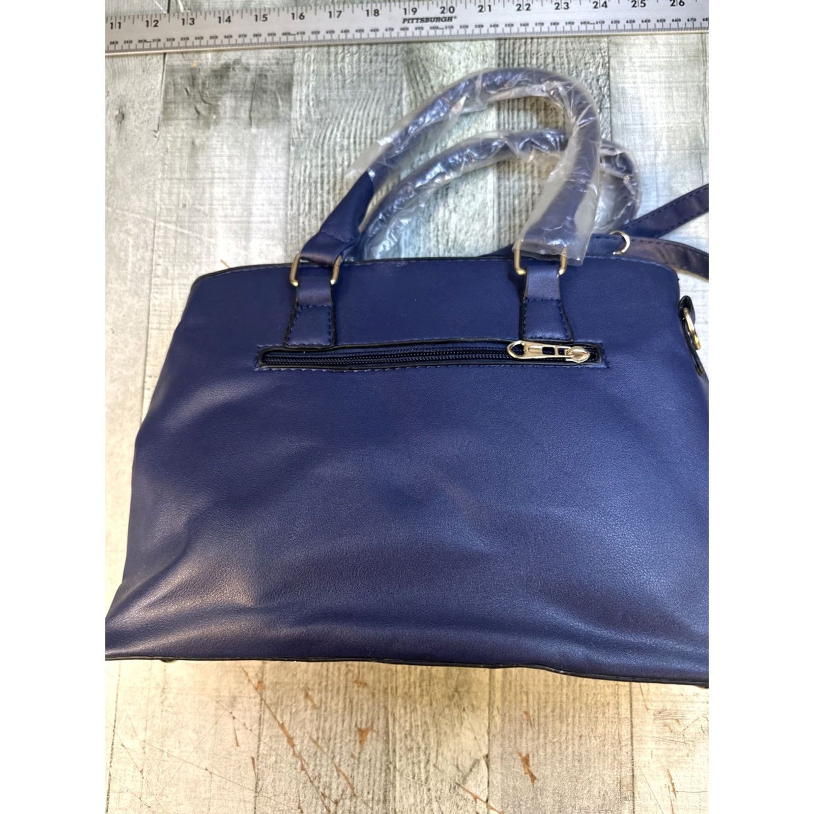 Vintage VINTAGE Darbaoly Purse Handbag Blue Two Piece Top Handle Bag Womens Purse Bag Faux Leather Size ONE SIZE - 5 Thumbnail
