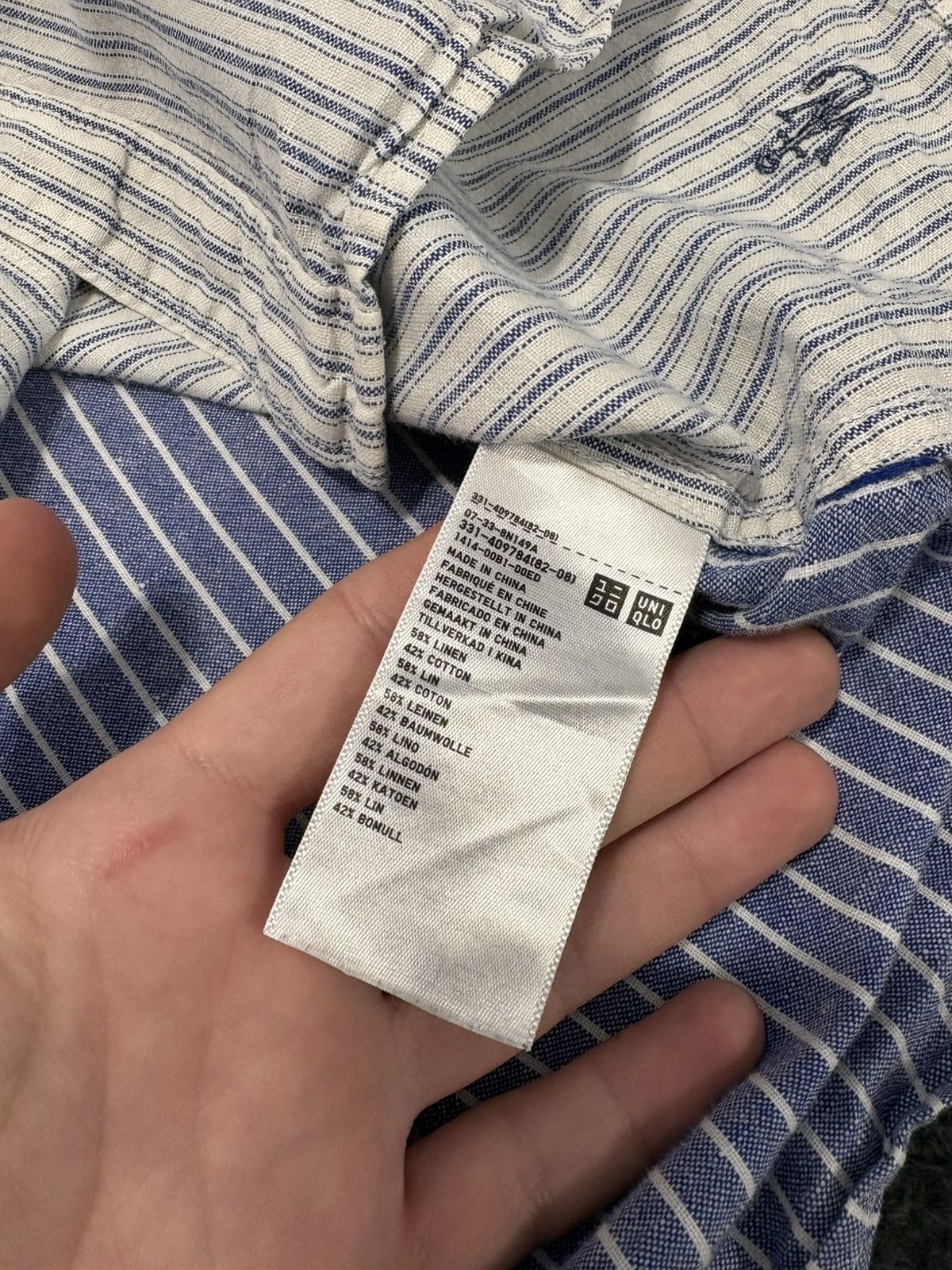 JW Anderson × Uniqlo JW Anderson Uniqlo Linen Striped Patchwork Shirt Size US XL / EU 56 / 4 - 7 Thumbnail