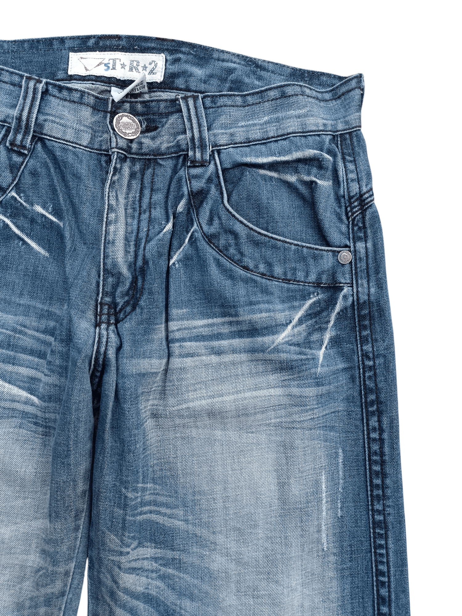 Japanese Brand BAGGY JAPANESE BRAND TR2 WHISKERS DISTRESSED DENIM Size US 34 / EU 50 - 14 Thumbnail