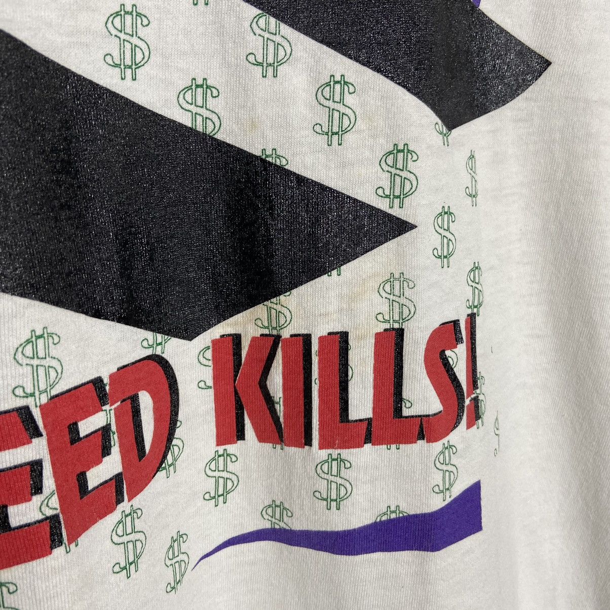 Vintage Vintage 90s Greed Kills Parody T-Shirt Size US L / EU 52-54 / 3 - 7 Thumbnail