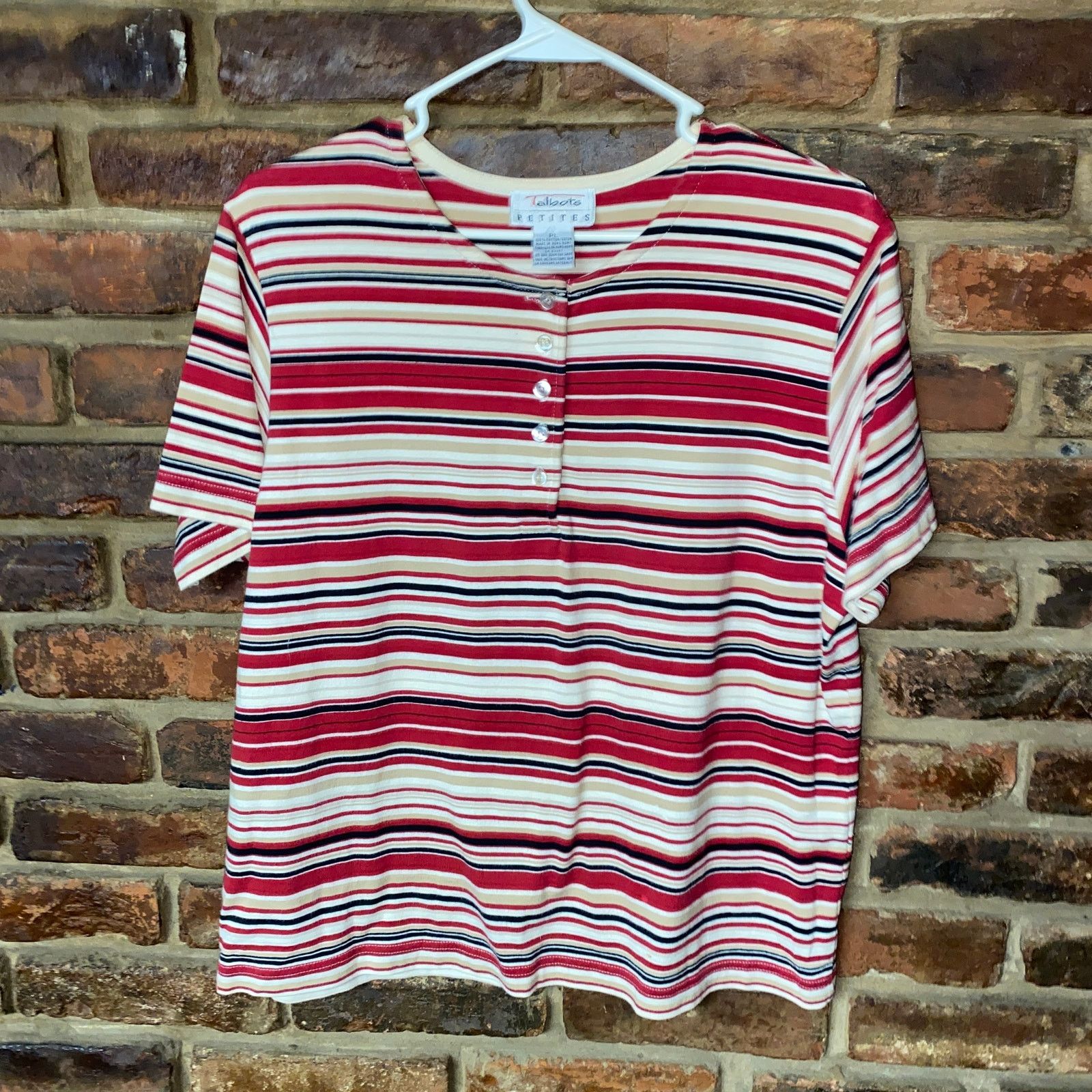Other Talbots Striped Short Sleeve Henley Button Top Petite Large | Grailed