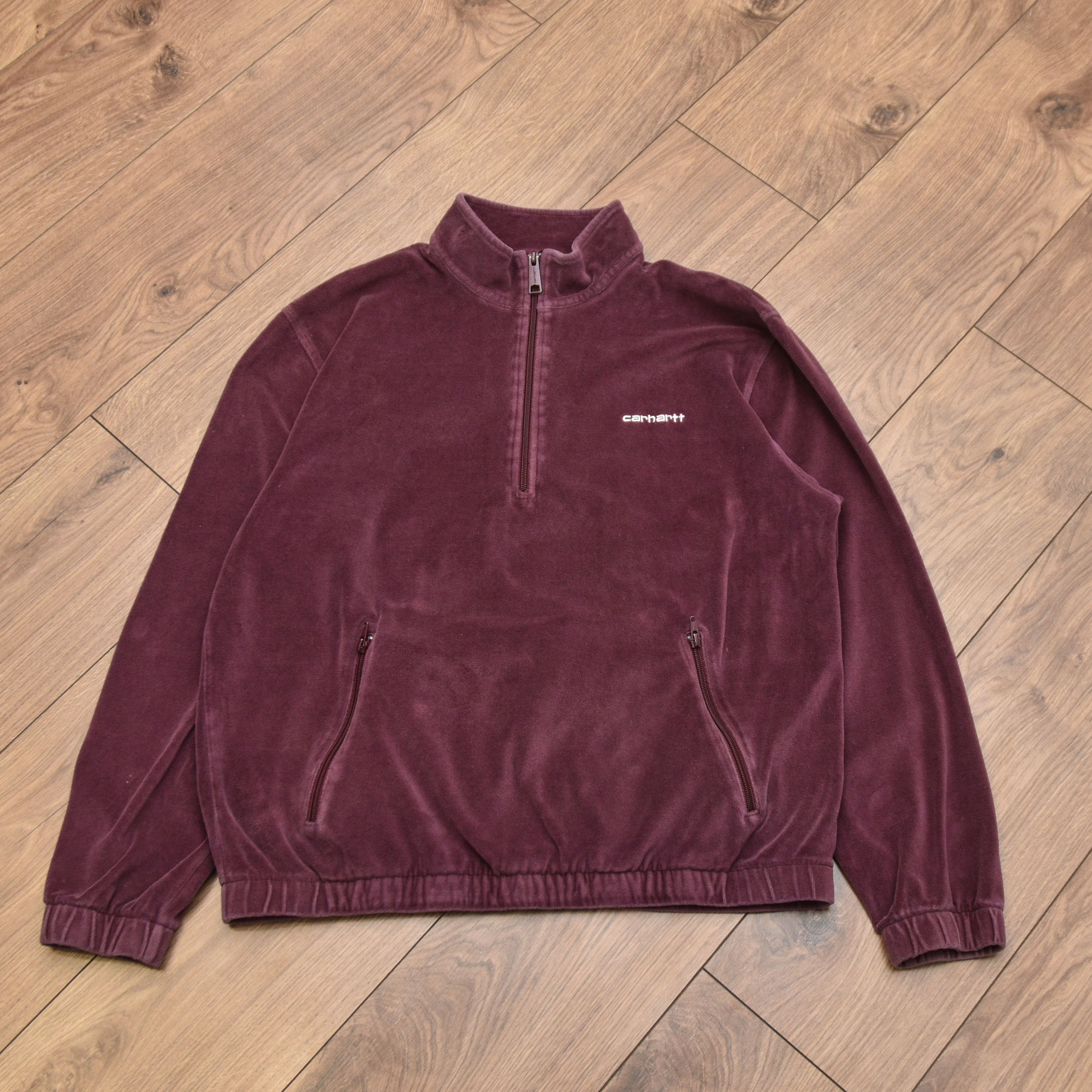 Carhartt Carhartt WIP Tila Pullover 1/4 Zip Velvet Velur Burgundy L Size US L / EU 52-54 / 3 - 5 Thumbnail