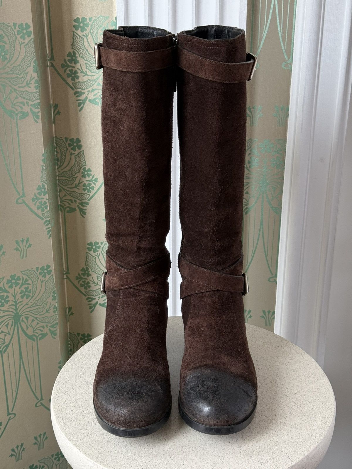 Prada Prada Sport Brown Suede and Leather Moto Knee Boots 38.5 Size US 8.5 / IT 38.5 - 8 Thumbnail