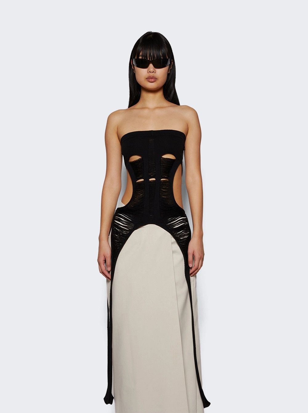 Rick Owens o1mle0426 Tanja Long Tank Strapless Top in Black Size L / US 10 / IT 46 - 2 Thumbnail