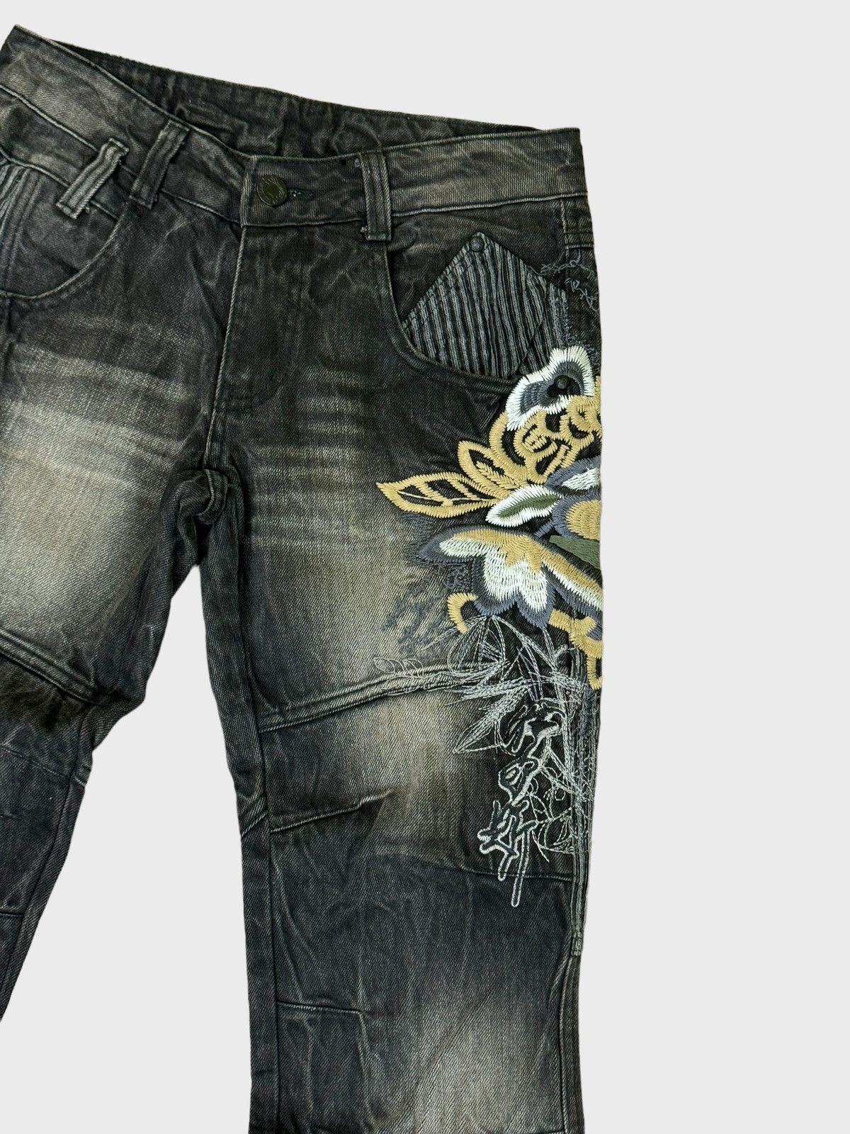If Six Was Nine i2N Jeans Floral Motive Embroidered Acid Wash Denim Size US 28 / EU 44 - 5 Thumbnail