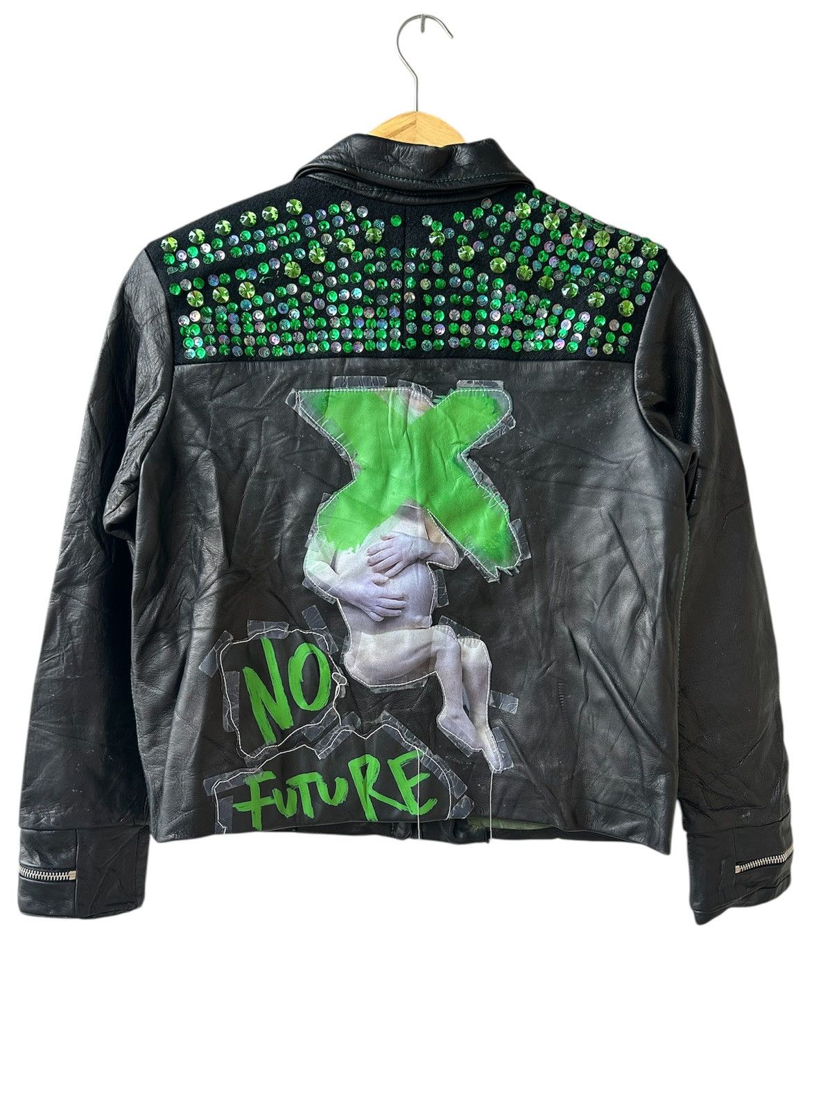 No Future No Future Hand Painted Custom Leather Jacket Size S / US 4 / IT 40 - 1 Thumbnail