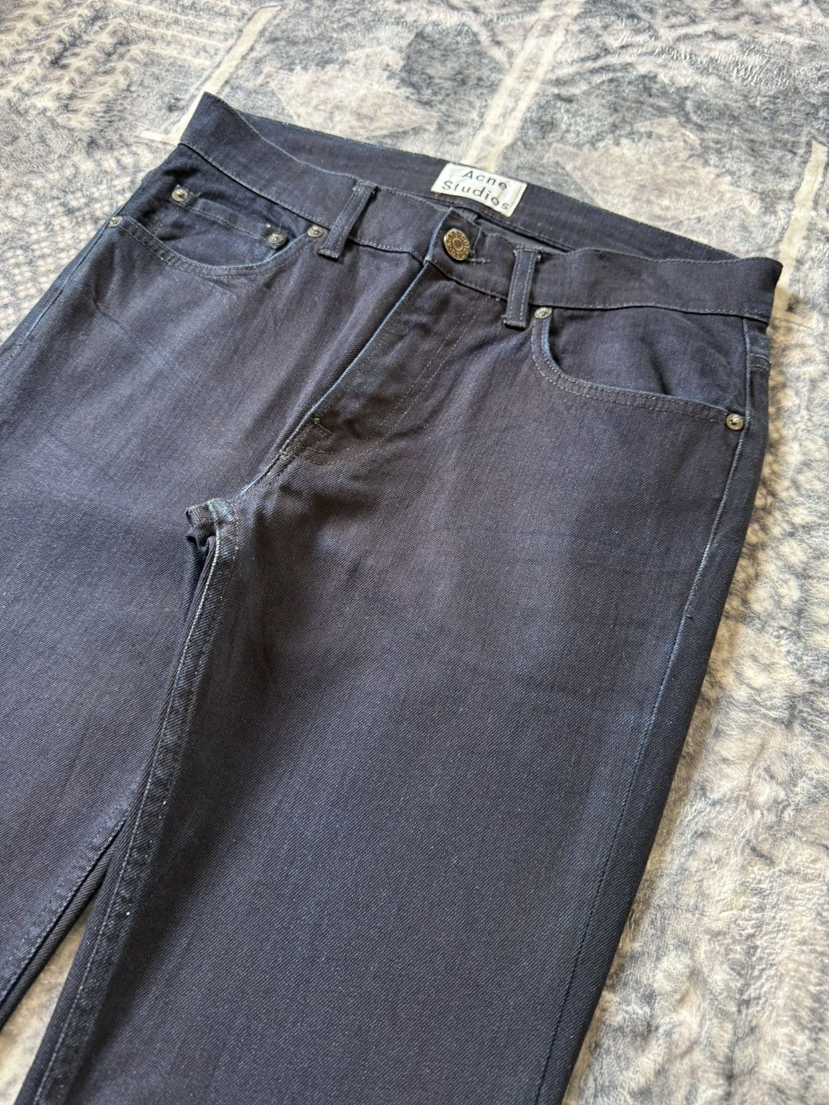 Acne Studios ACNE STUDIO Ace Navy Cash Indigo Wash Slim Stacked Jeans Size US 30 / EU 46 - 4 Thumbnail