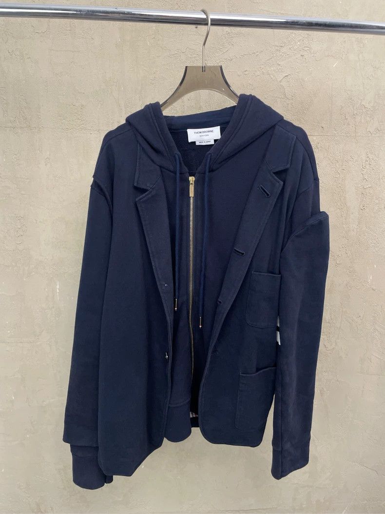 Thom Browne Thom browne Dark blue deconstructed fake two-piece suit zip Size US L / EU 52-54 / 3 - 1 Thumbnail