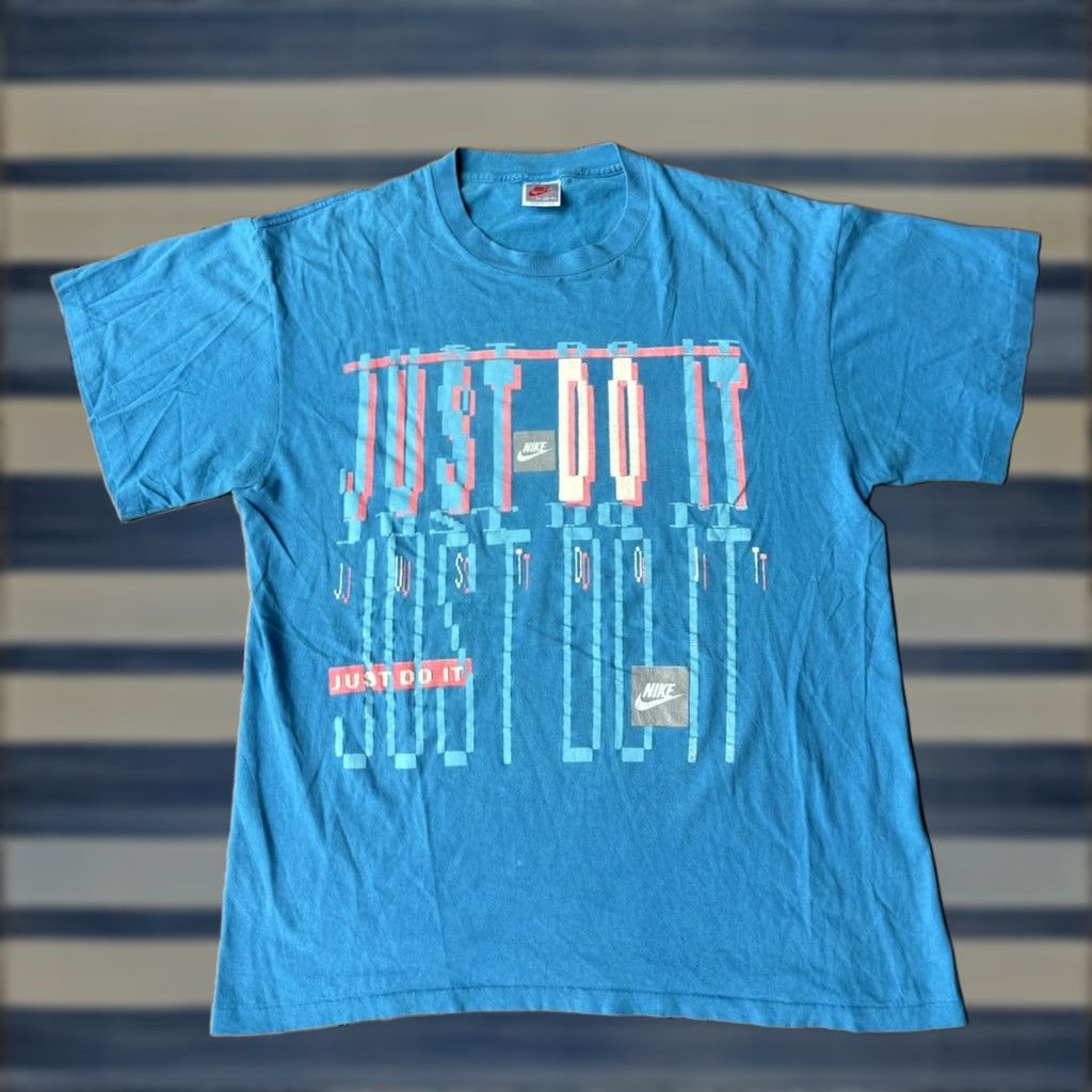 Nike VINTAGE Nike Just Do It Logo T-Shirt XL Blue Men Short Sleeve Crew Neck Graphic Tee 80s 90s USA Size US XL / EU 56 / 4 - 1 Thumbnail