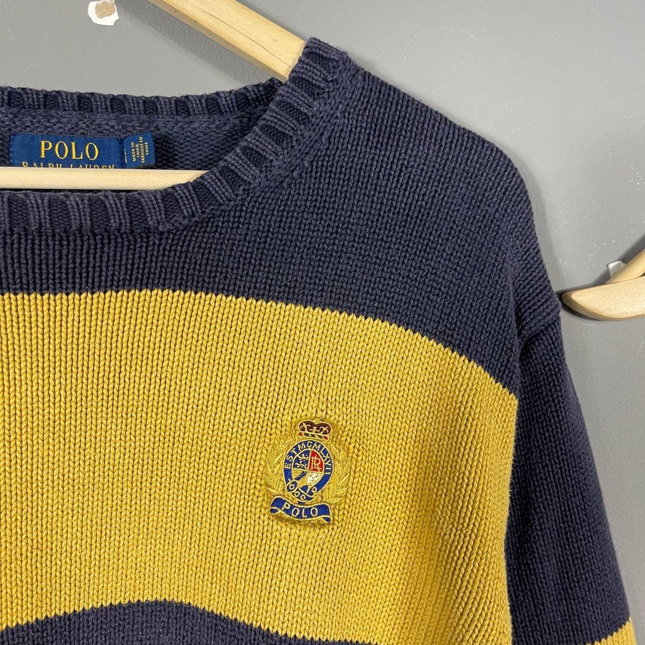Polo Ralph Lauren Polo Ralph Lauren Vintage Crest Rugby Knit Sweater Size US L / EU 52-54 / 3 - 6 Thumbnail
