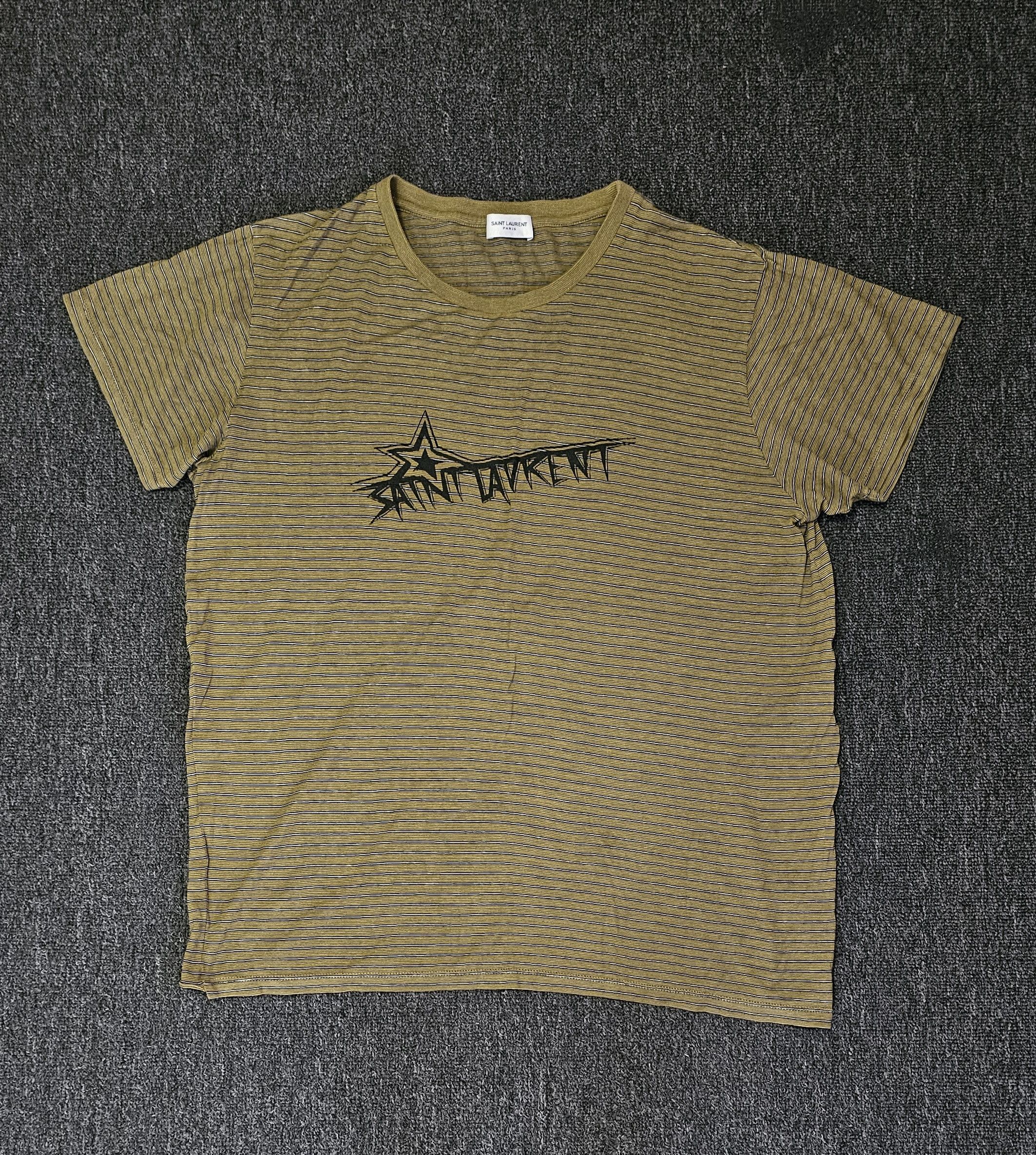 Saint Laurent Paris Saint Lauren Men's Yellow Striped Oversize T-Shirt Size L Size US L / EU 52-54 / 3 - 1 Thumbnail