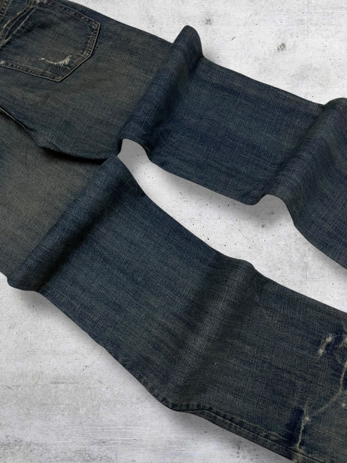 If Six Was Nine VINTAGE BARTACK OG JAPAN DESIGNER 90S RIPPED CHAIN DENIM Size US 31 - 17 Thumbnail