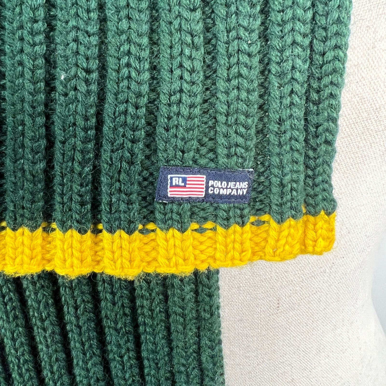 Polo Ralph Lauren Vintage Ralph Lauren Polo Jeans Company Ribbed Scarf Green Size ONE SIZE - 6 Thumbnail