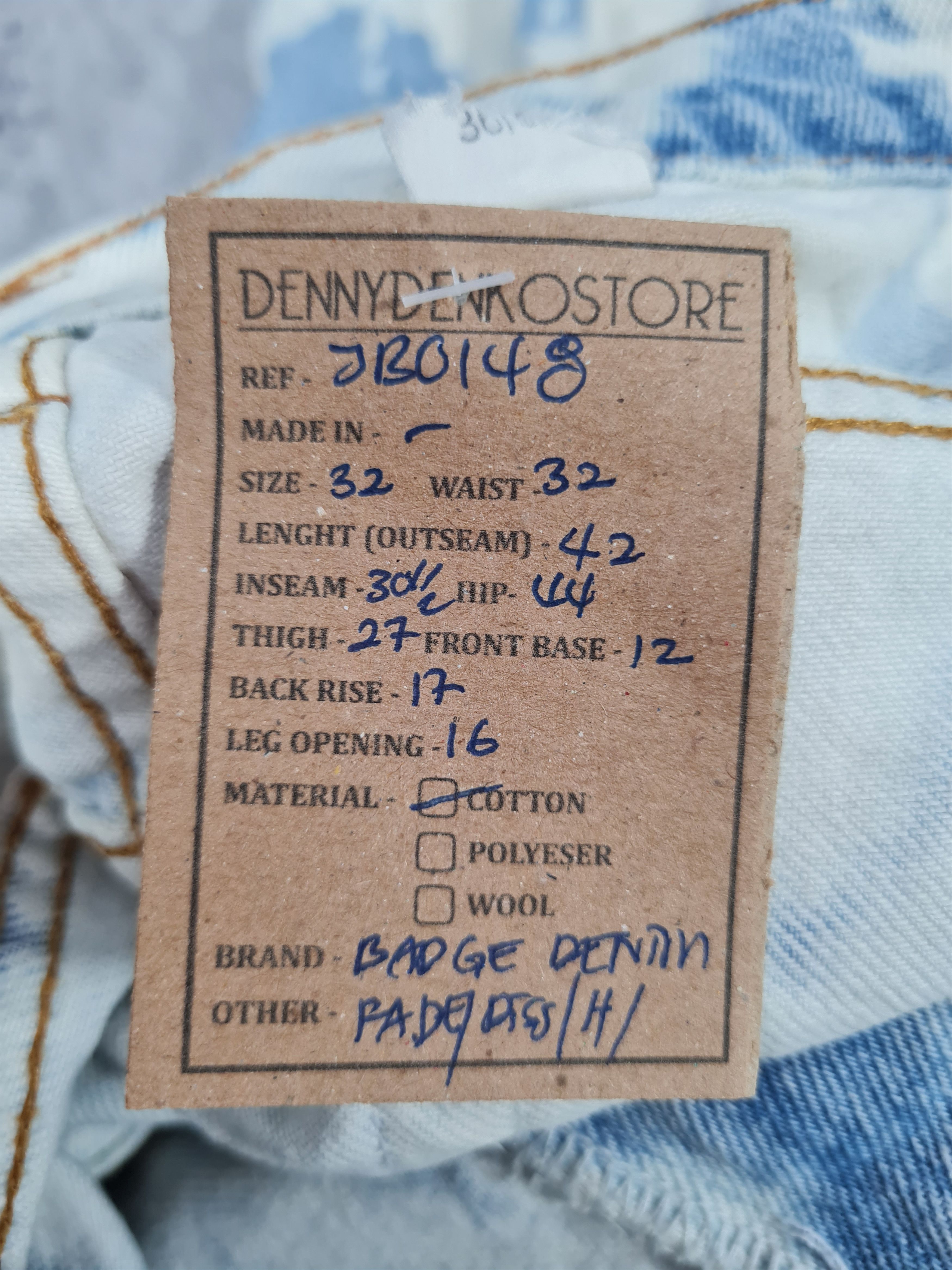 Japanese Brand BADGE DENIM Acid Wash Faded Ripped Jeans Size 32x30 JB0148 Size US 32 / EU 48 - 13 Thumbnail