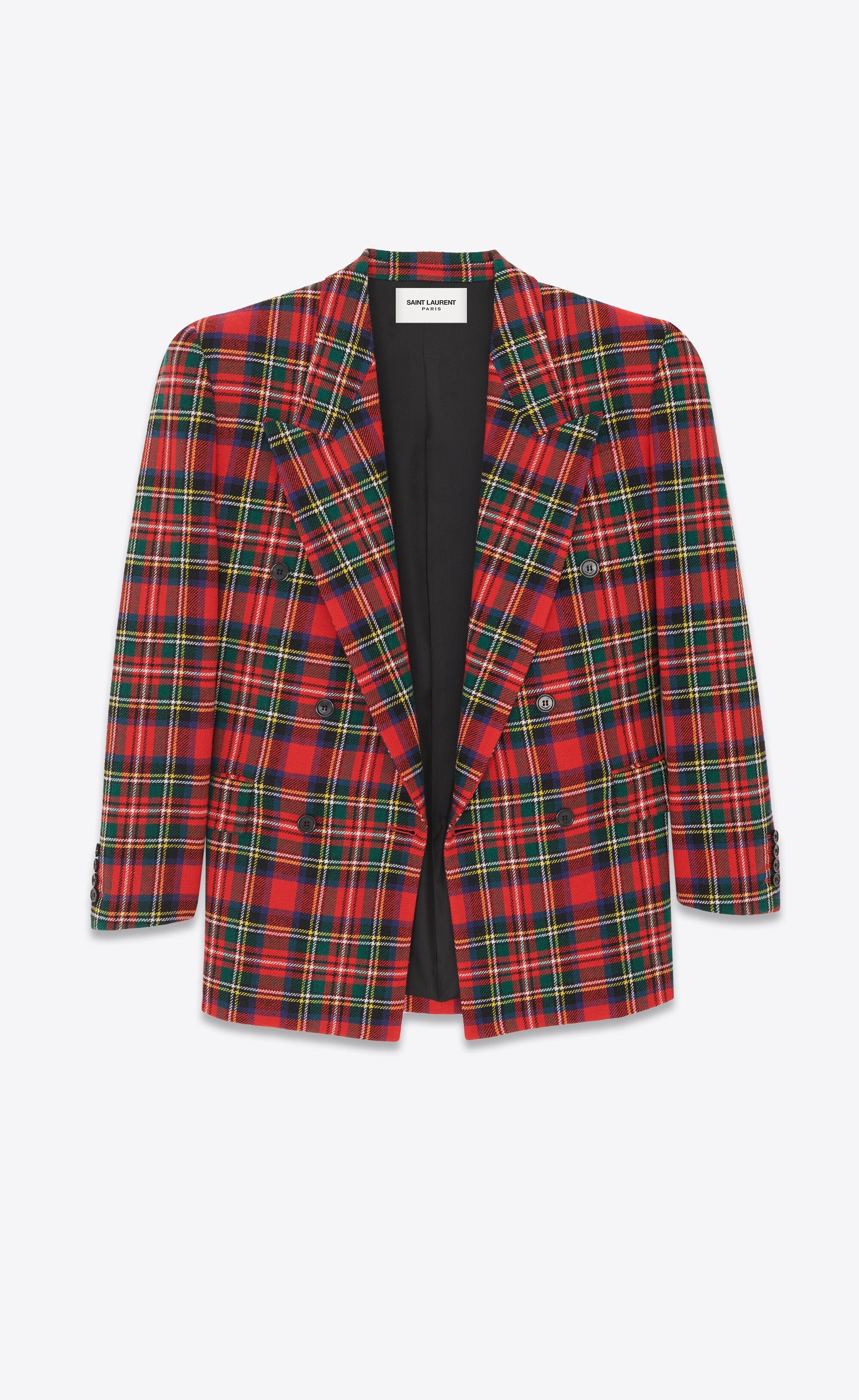 Saint Laurent Paris o1bcso1str1224 Oversized Jacket In Tartan Wool in Red Size XL / US 12-14 / IT 48-50 - 1 Thumbnail