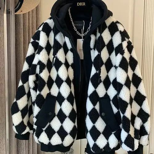 Other Warm Retro Checkerboard Lamb Wool Coat Size S / US 4 / IT 40 - 1 Thumbnail