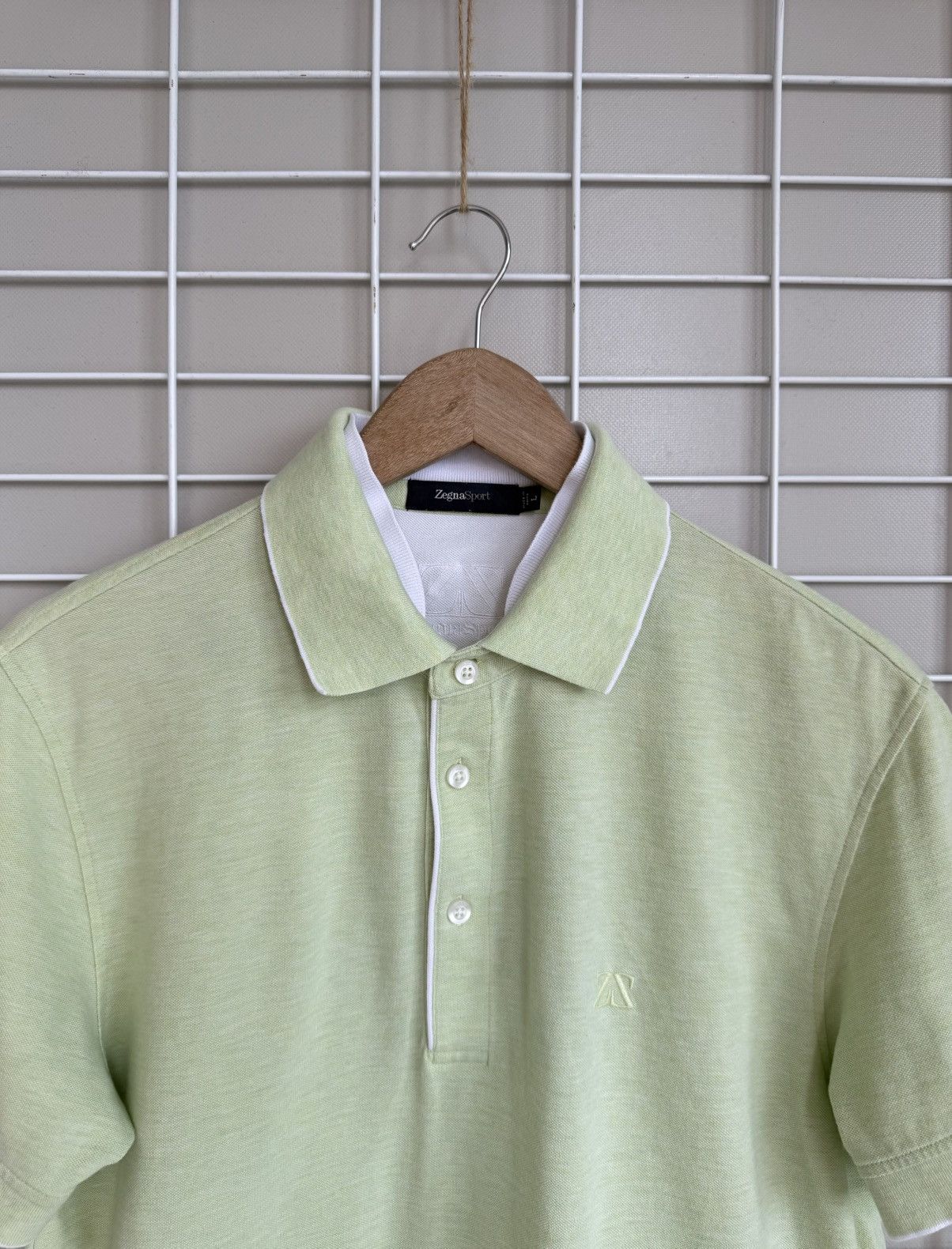 Ermenegildo Zegna Zegna Sport Light Green Polo Shirt Mens Size L Vintage Size US L / EU 52-54 / 3 - 2 Thumbnail