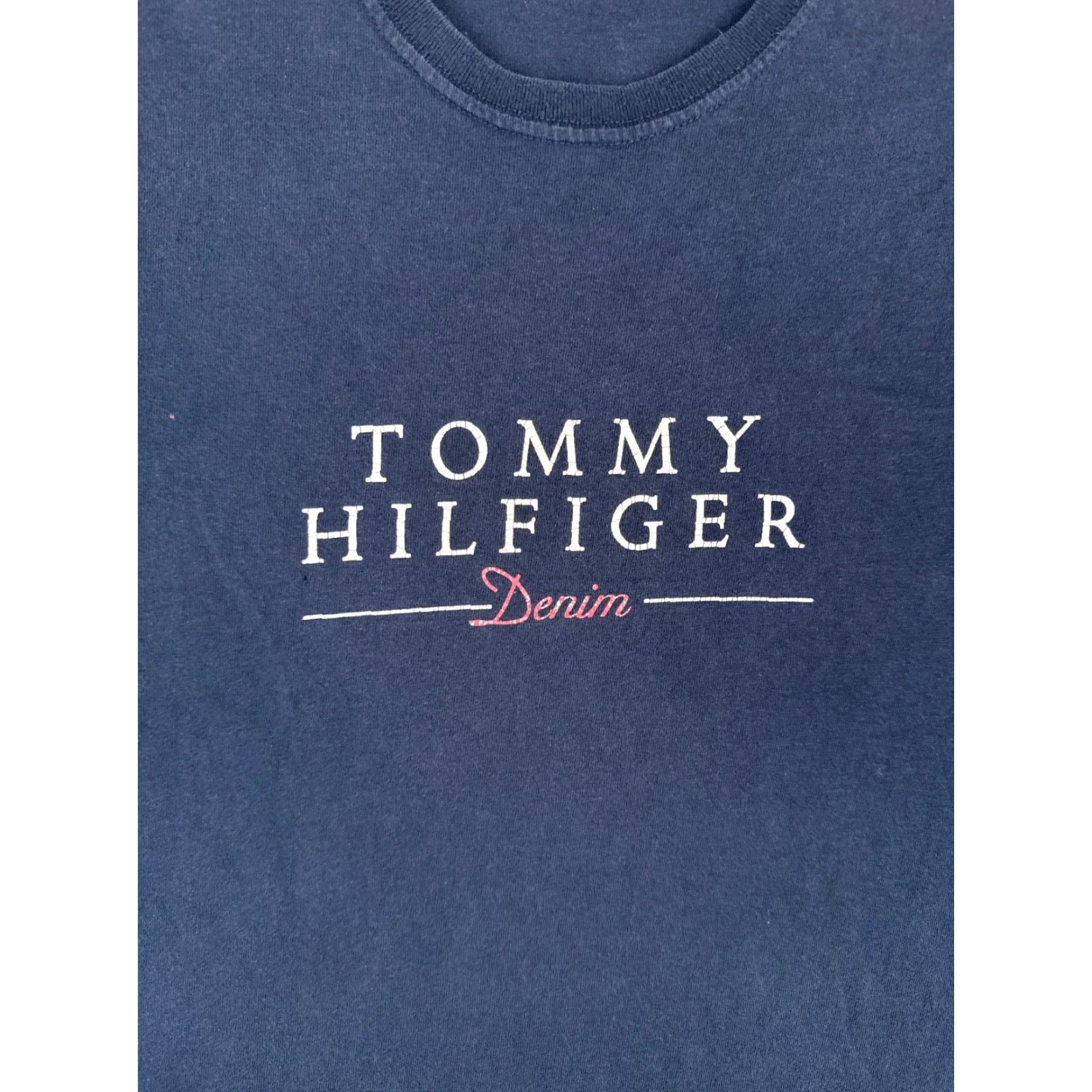 Tommy Hilfiger Tommy Hilfiger Denim Shirt Adult Large Blue Crew 100% Cotton Short Sleeve READ Size US L / EU 52-54 / 3 - 6 Thumbnail