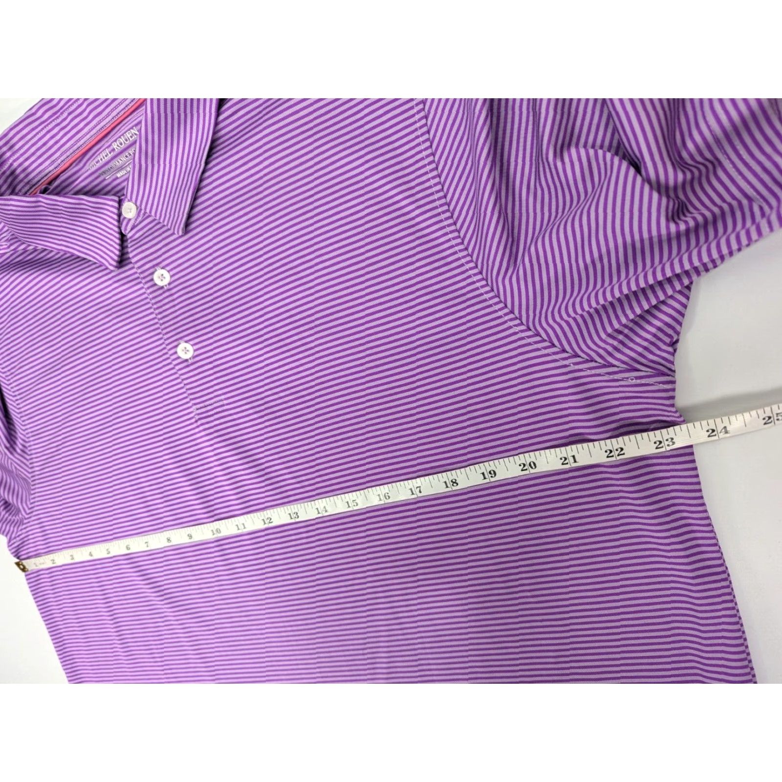 Vintage Michel Rouen Performance Polo Shirt Men XL Purple Stripe Golf Stretch Size US XL / EU 56 / 4 - 5 Thumbnail