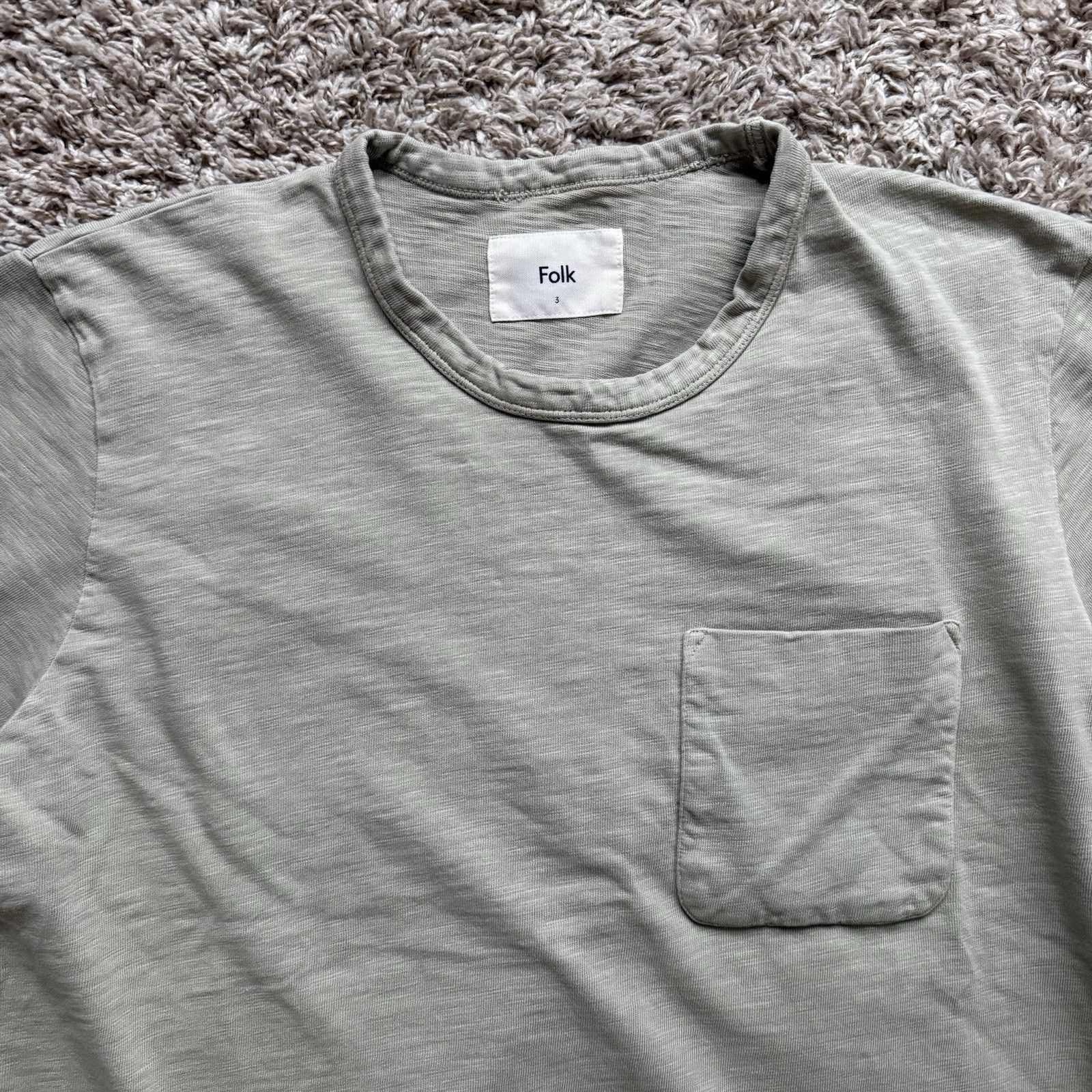 Folk Folk Clothing Heavyweight Sage Green Front Pocket T-Shirt Size US M / EU 48-50 / 2 - 2 Thumbnail