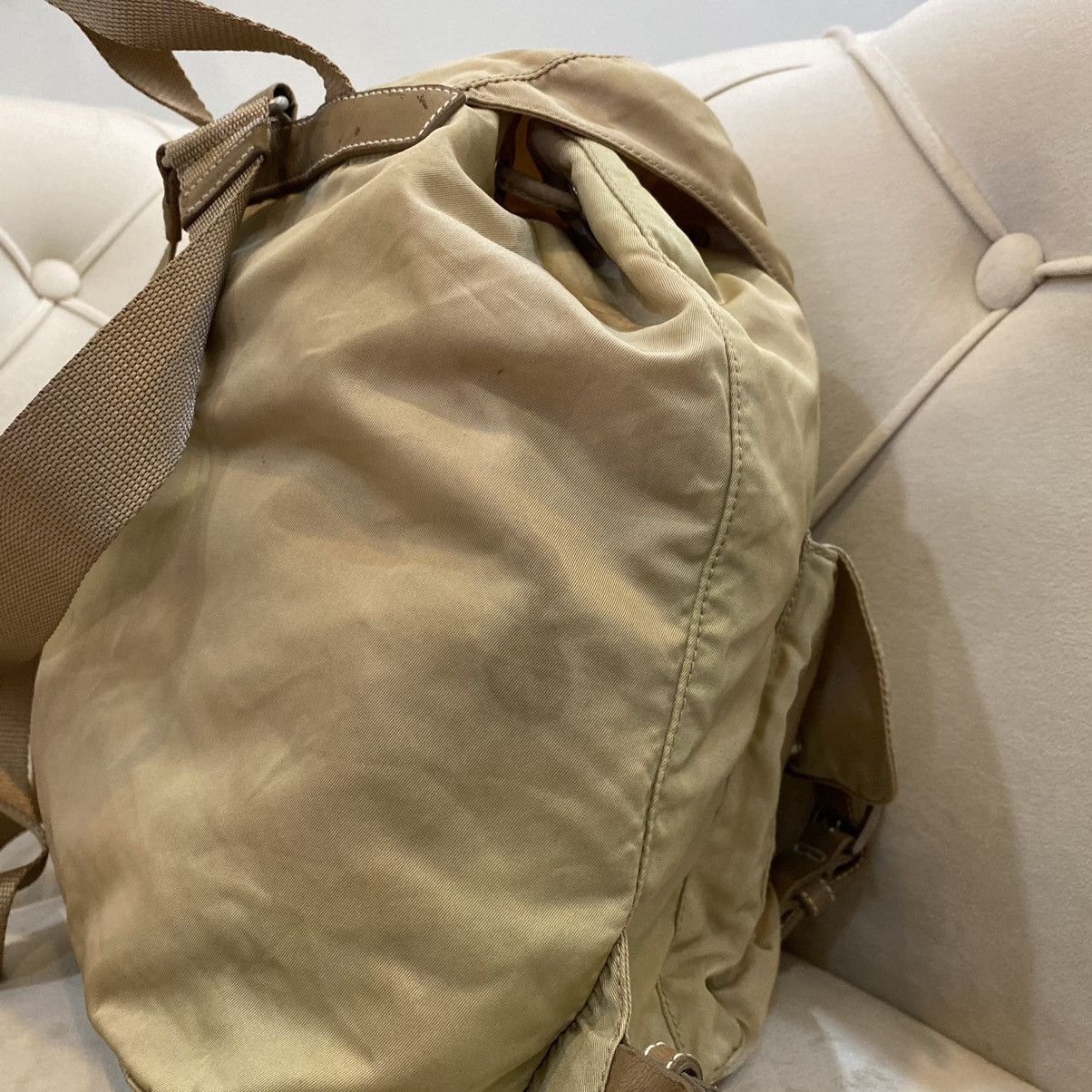 Prada × Vintage Vintage Prada Cammello Brown Nylon Vela Backpack Size ONE SIZE - 10 Thumbnail
