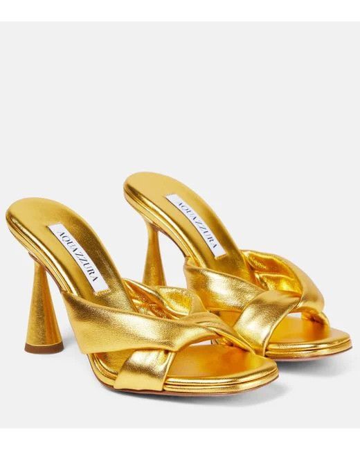 Aquazzura o1srvl11e1024 Mules in Golden Size US 7 / IT 37 - 1 Thumbnail