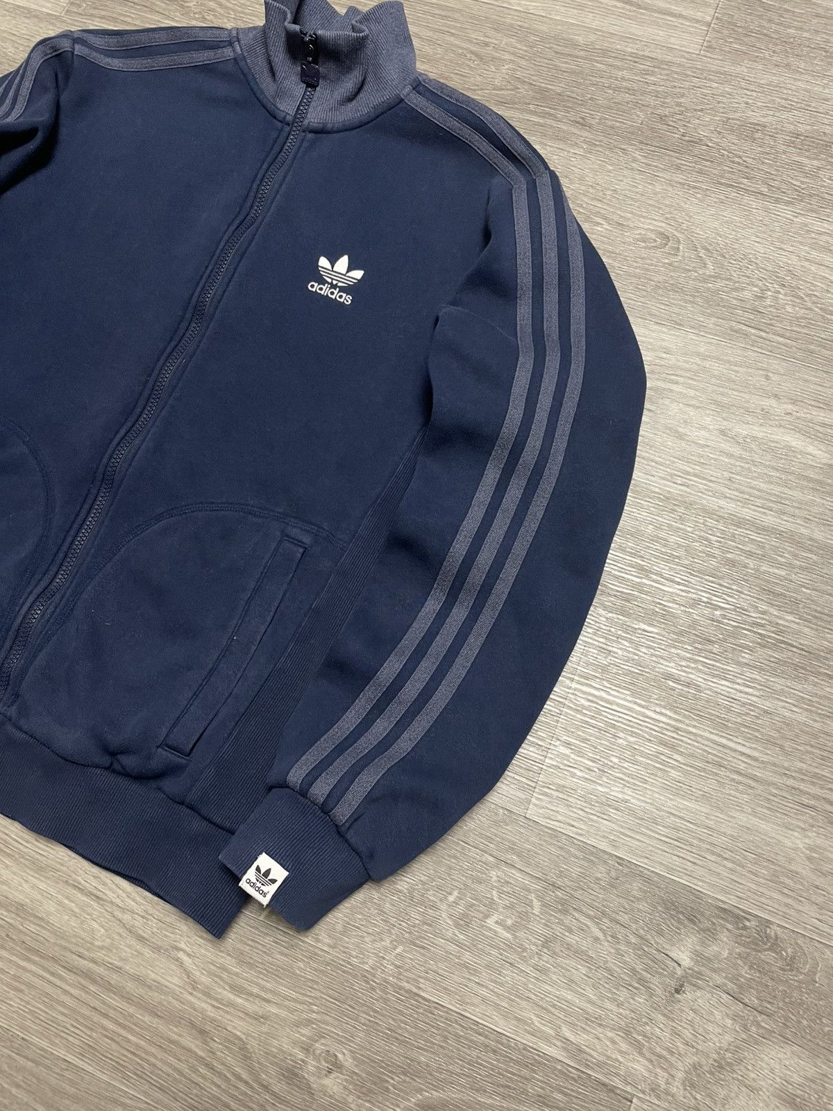Adidas Vintage Adidas 3-Stripe Cotton Track Jacket Navy Blue Y2K Size US S / EU 44-46 / 1 - 5 Thumbnail