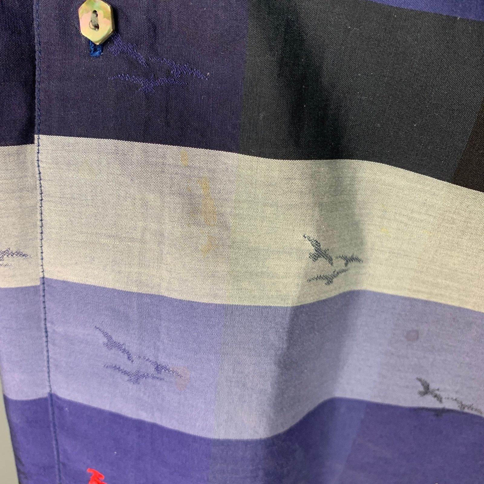 Robert Graham Size L Blue Black Grey Stripe Cotton Short Sleeve Shirt Size US L / EU 52-54 / 3 - 9 Thumbnail