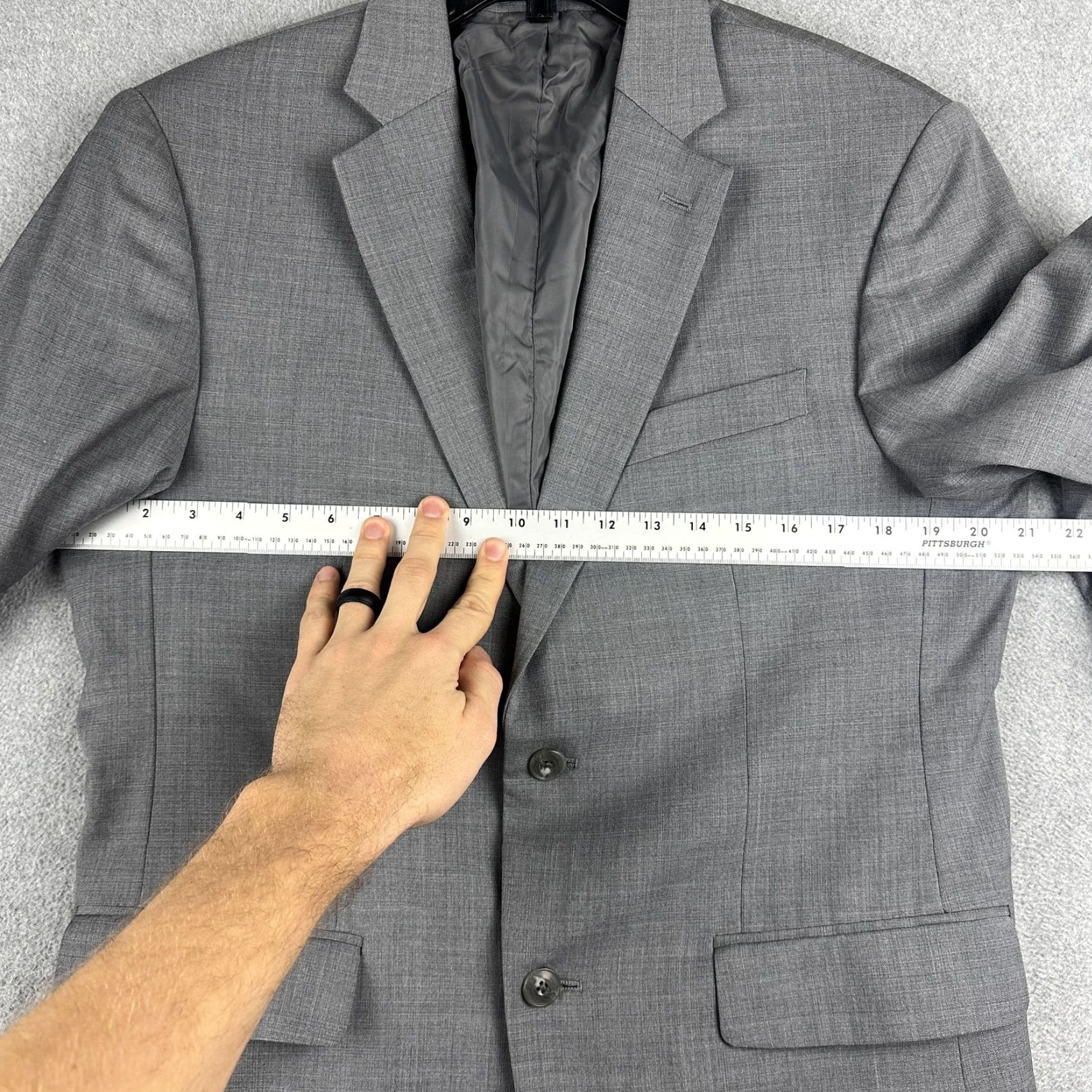 Jos. A. Bank Jos. A. Bank 1905 Suit Jacket Mens 40R Gray Wool Two-Button Slim Tailored Fit Notch Lapel Basic Formal Wedding Business Chocolate Gray Size 40R - 4 Thumbnail