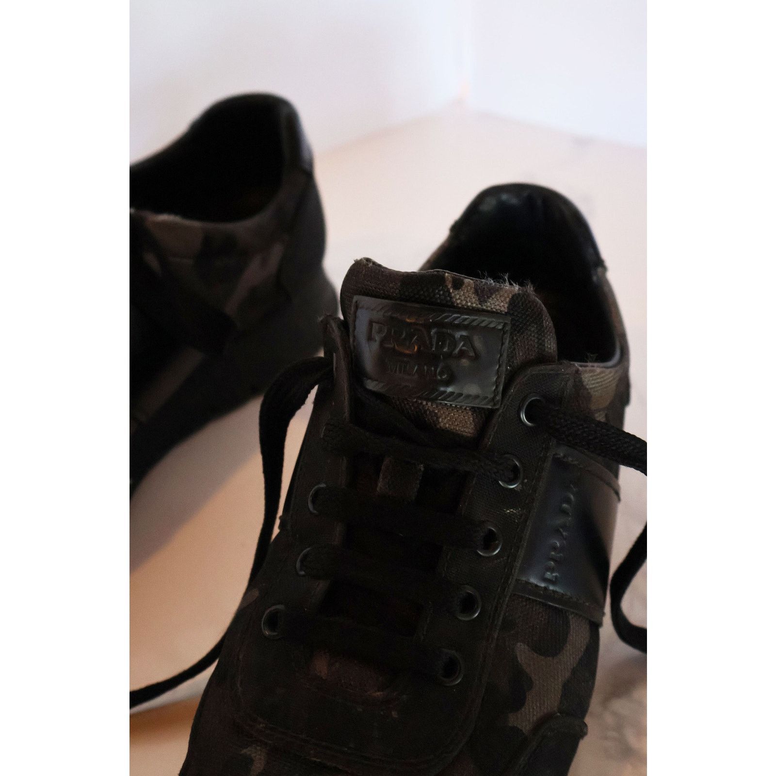 Prada Vintage PRADA Y2K Canvas + Leather Camouflage Sneakers Size US 8 / IT 38 - 5 Thumbnail