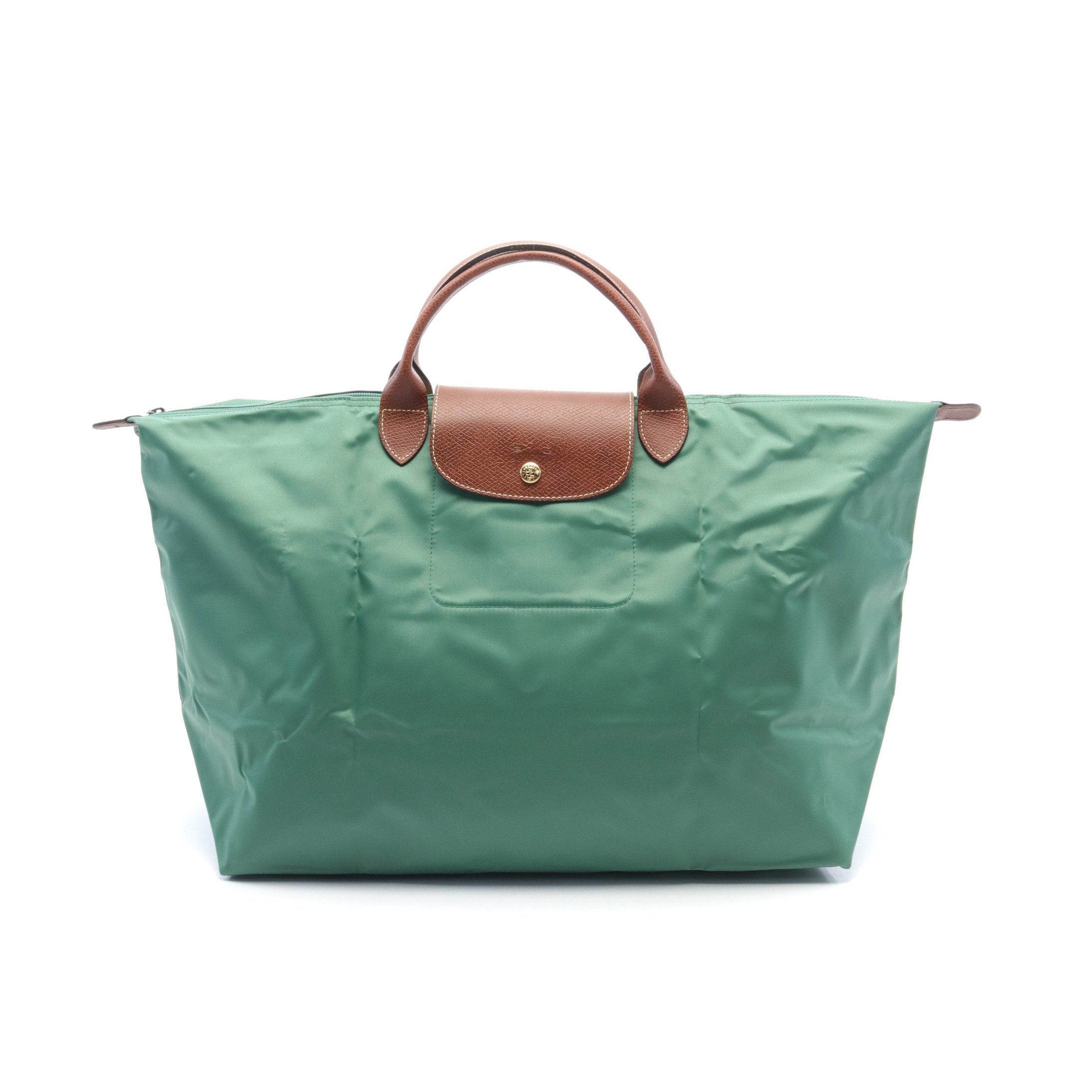 Longchamp Longchamp Le Preage Original Travel S Handbag Tote Bag Nylon Leather Green Brown Size ONE SIZE - 1 Thumbnail