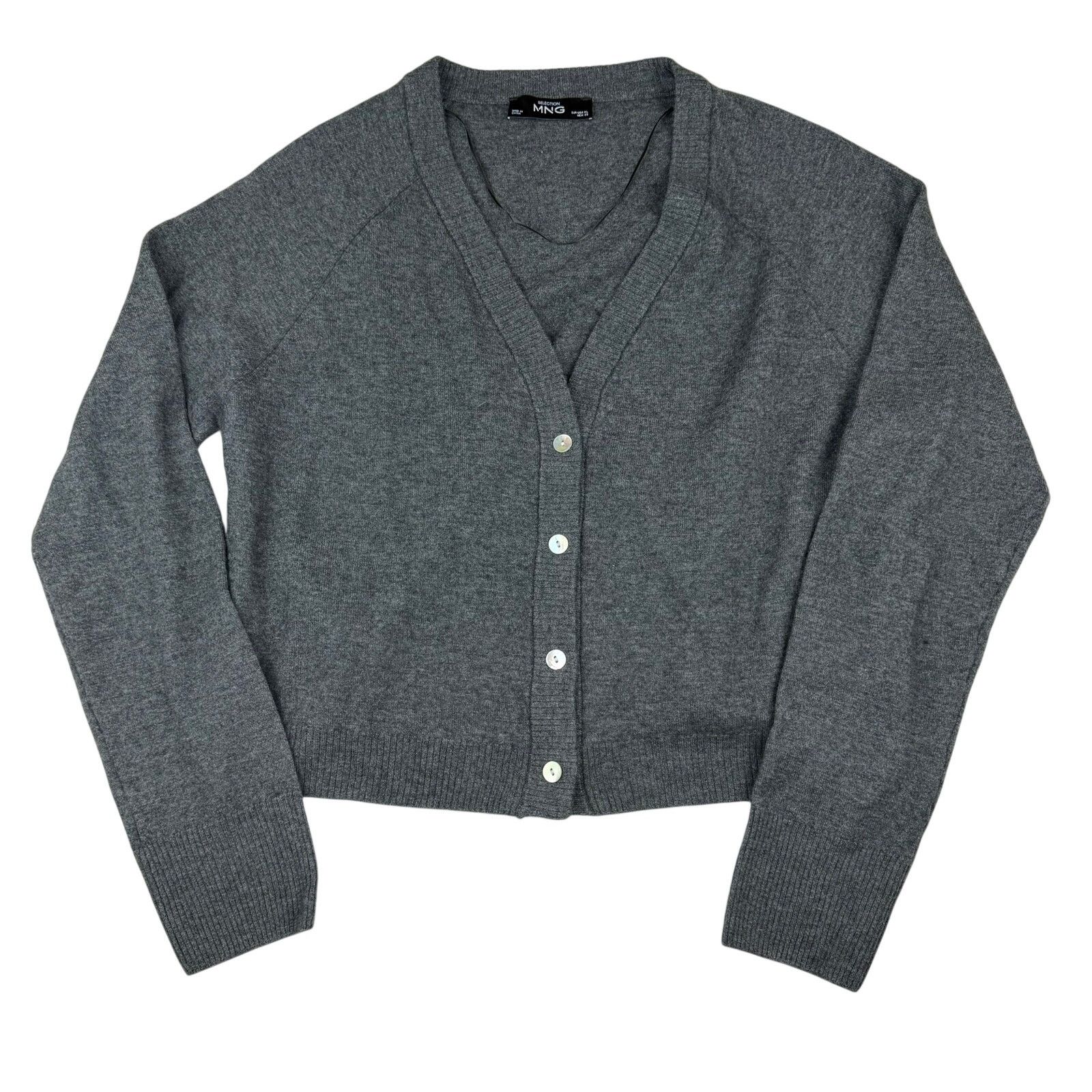 Mango MNG Selection Gray Cropped Cardigan Sweater XL Size XL / US 12-14 / IT 48-50 - 1 Thumbnail