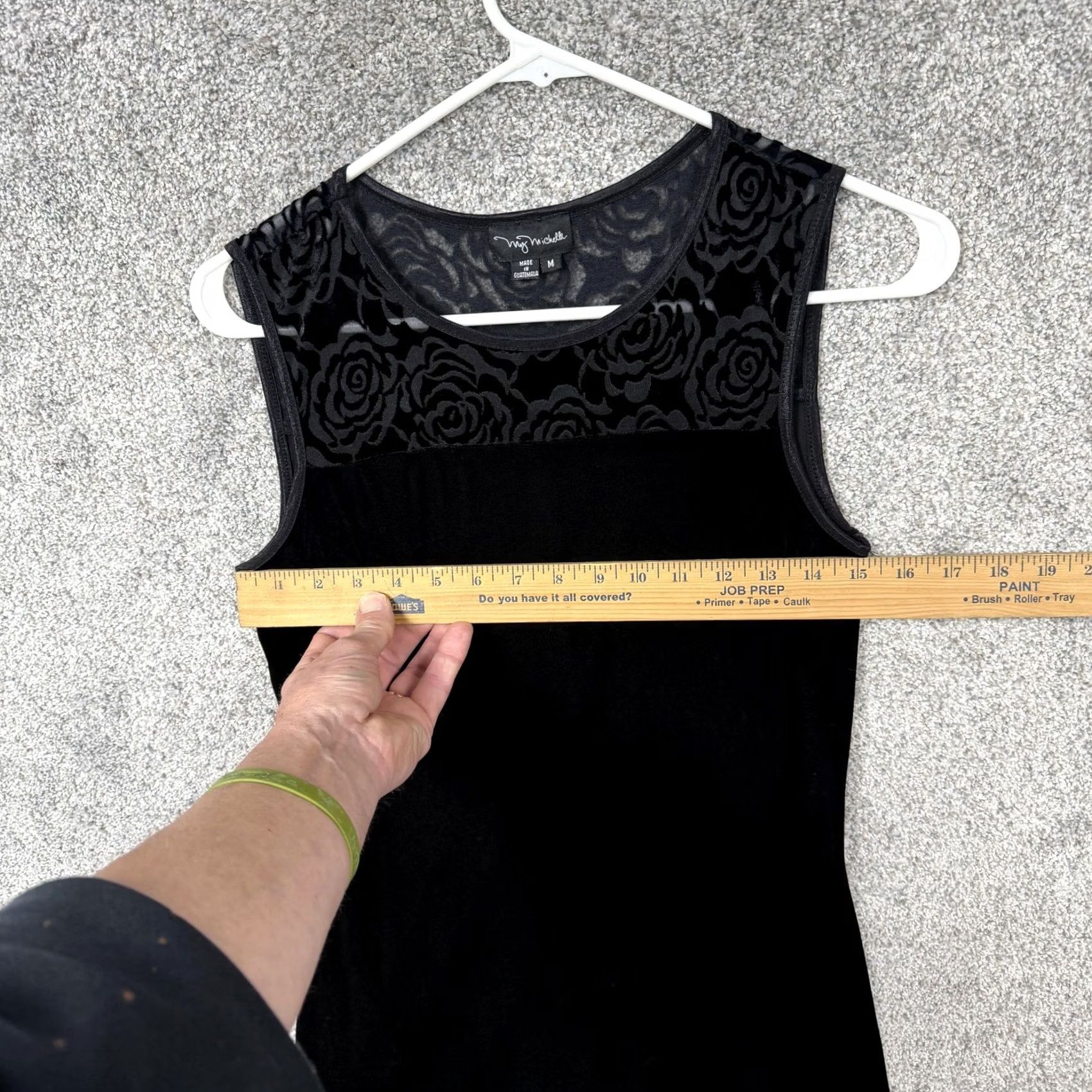 Vintage VINTAGE My Michelle Black Velvet Bodycon Mini Dress M Sleeveless Floral Burnout Yoke 90s Party Cocktail Womens Size M / US 6-8 / IT 42-44 - 3 Thumbnail