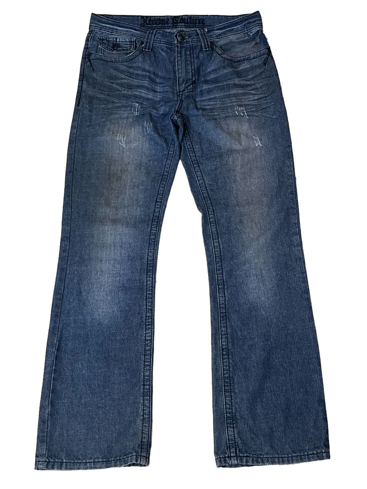 Japanese Brand JAPANESE EXTREME COUTURE INSPIRED CHROME HEART FLARED JEANS Size US 34 / EU 50 - 2 Thumbnail