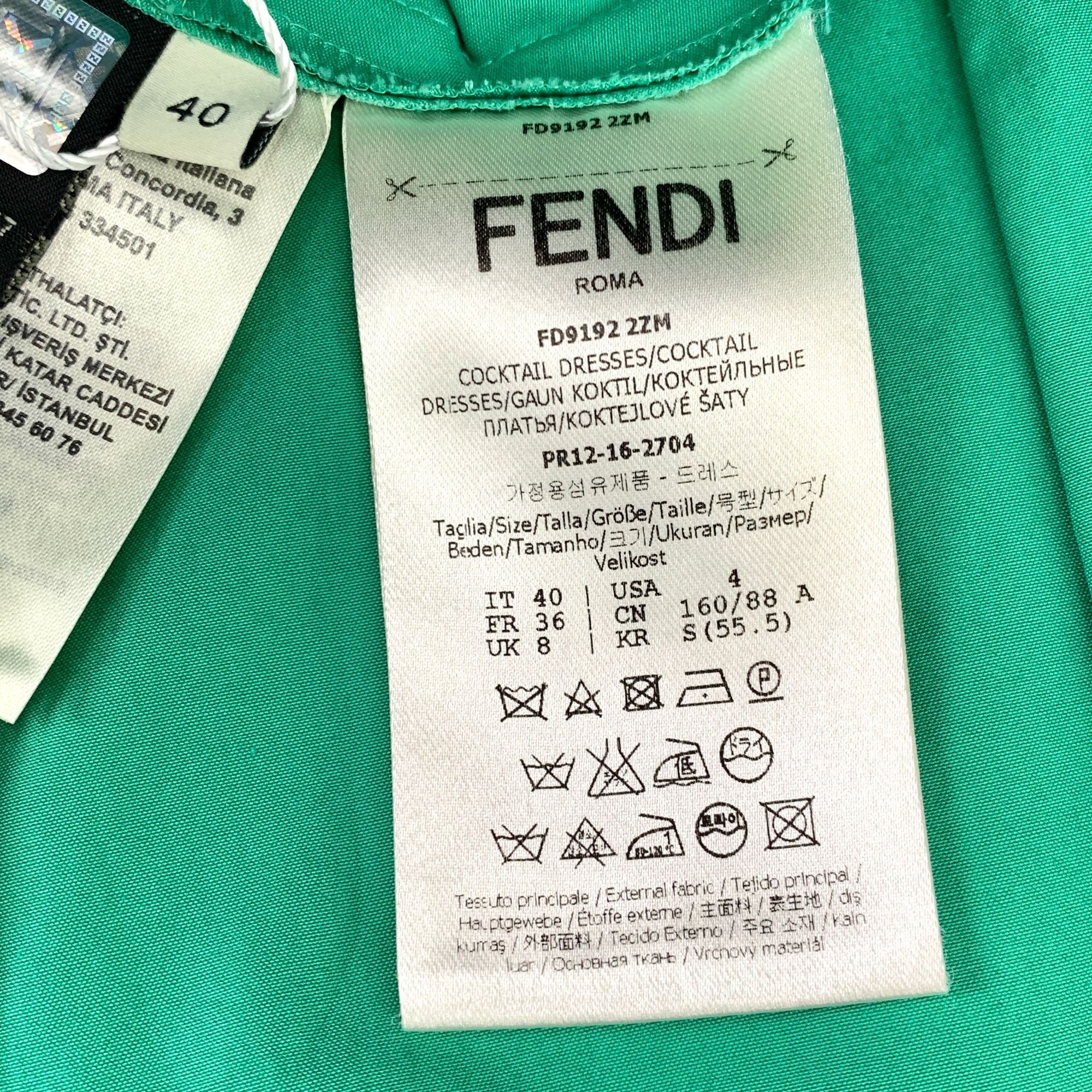 Fendi Fendi Roma Green & Blue Sleeveless Round Neck Dress Made In Size M / US 6-8 / IT 42-44 - 3 Thumbnail