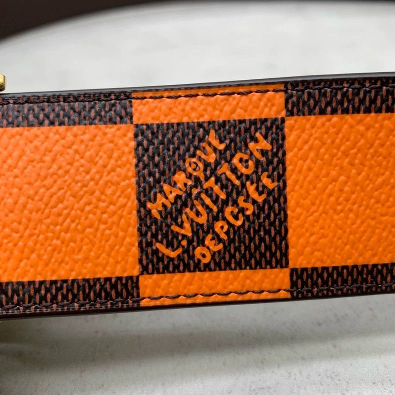 Louis Vuitton Louis Vuitton Orange Checker Belt Size ONE SIZE - 5 Thumbnail