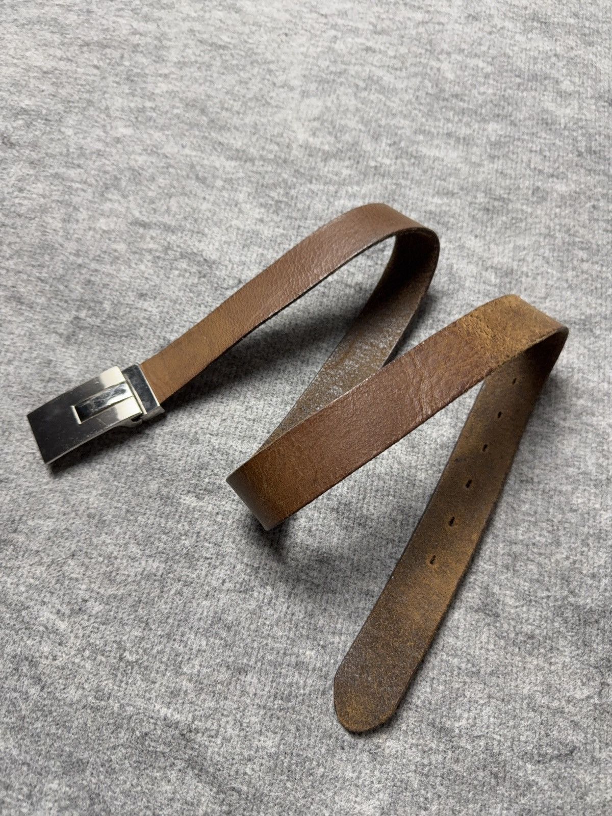 Vintage Vintage Roy Robson Brown Leather Belt Minimal Metal Buckle Size ONE SIZE - 1 Thumbnail