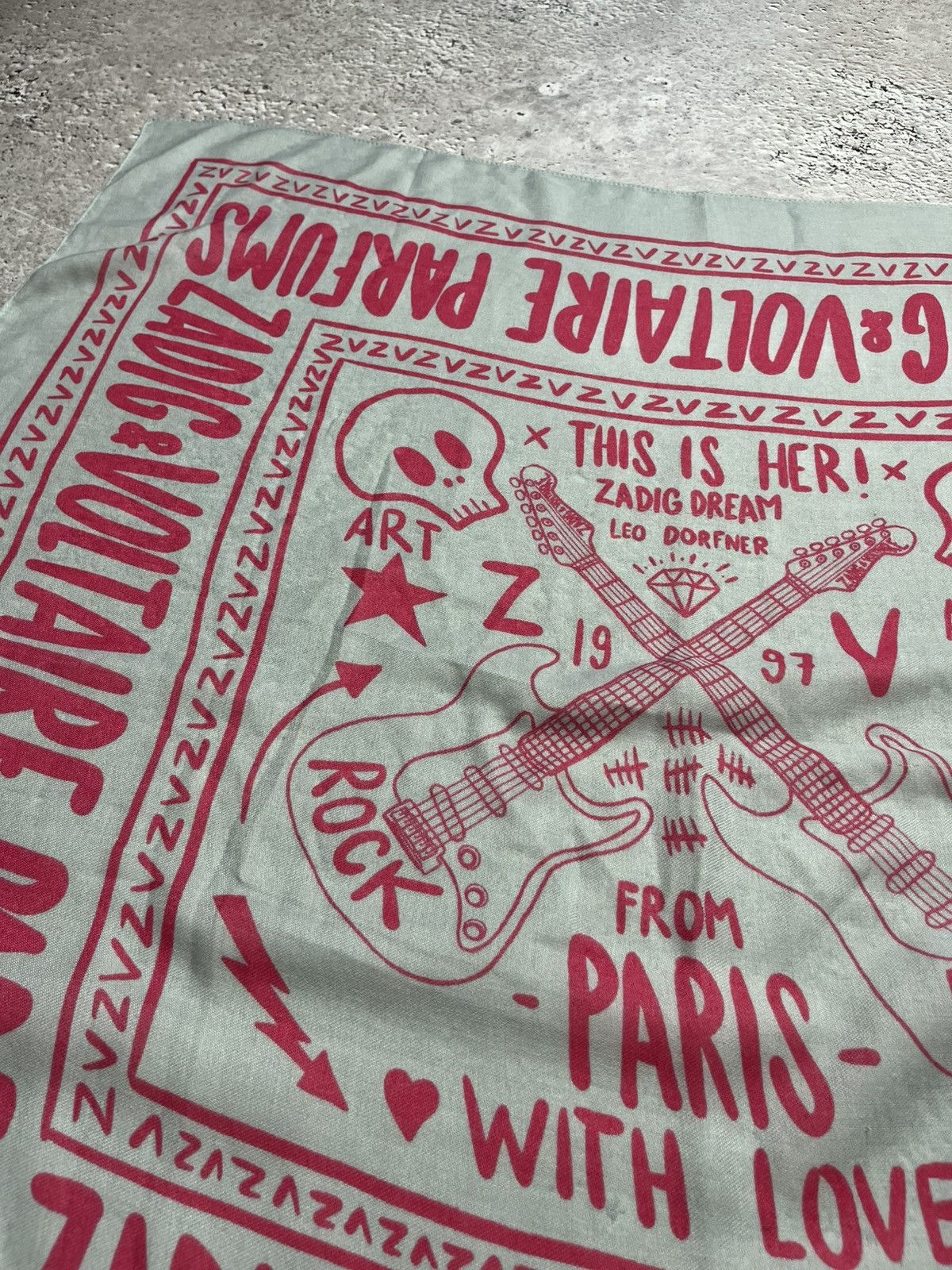 Zadig & Voltaire Zadig & Voltaire 90x90cm Bandana Scarf Pink Rock Graphic Size ONE SIZE - 11 Thumbnail