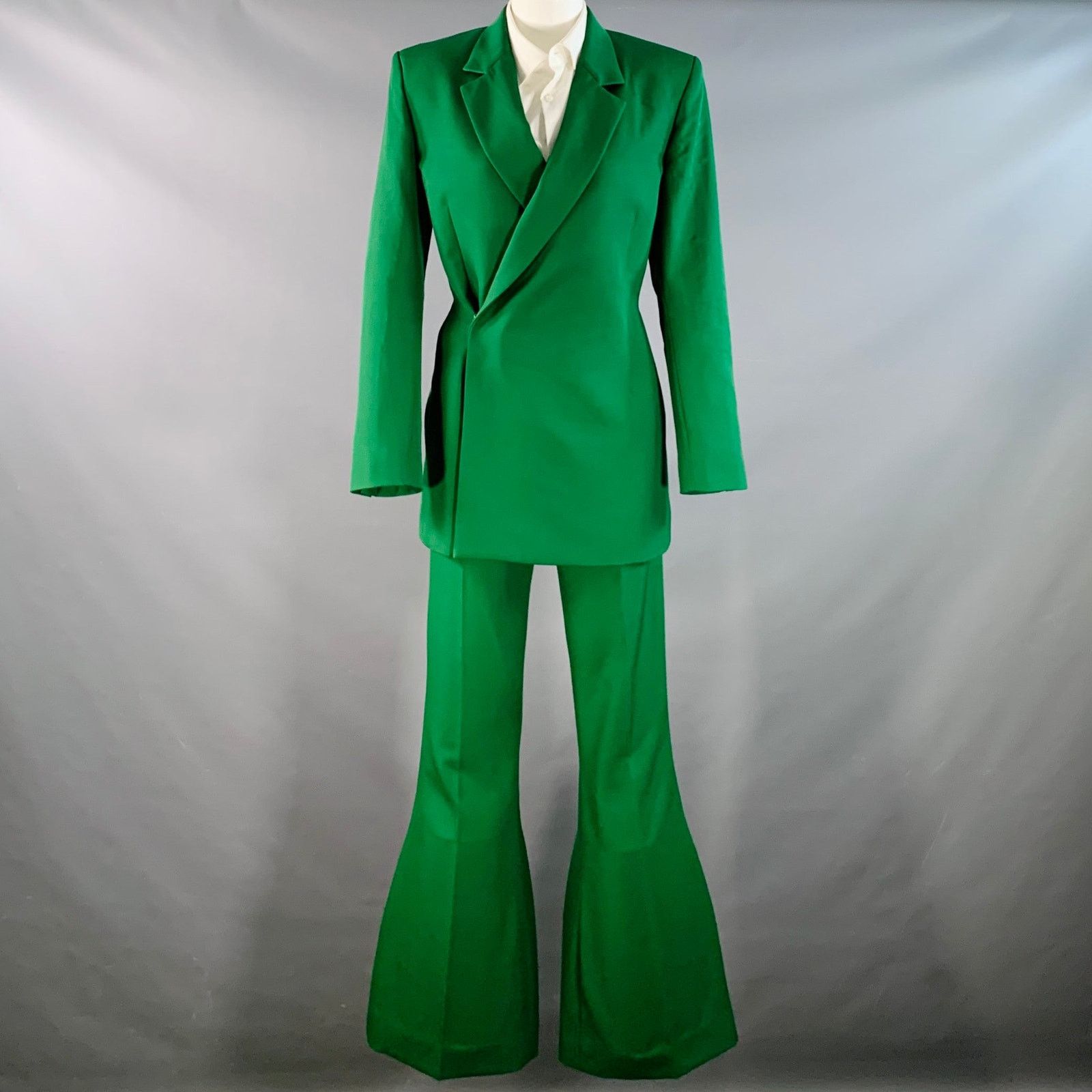 Egon Lab Wool Asymmetrical Double Breasted Tailored Fit Notch Lapel Size 34R - 2 Thumbnail