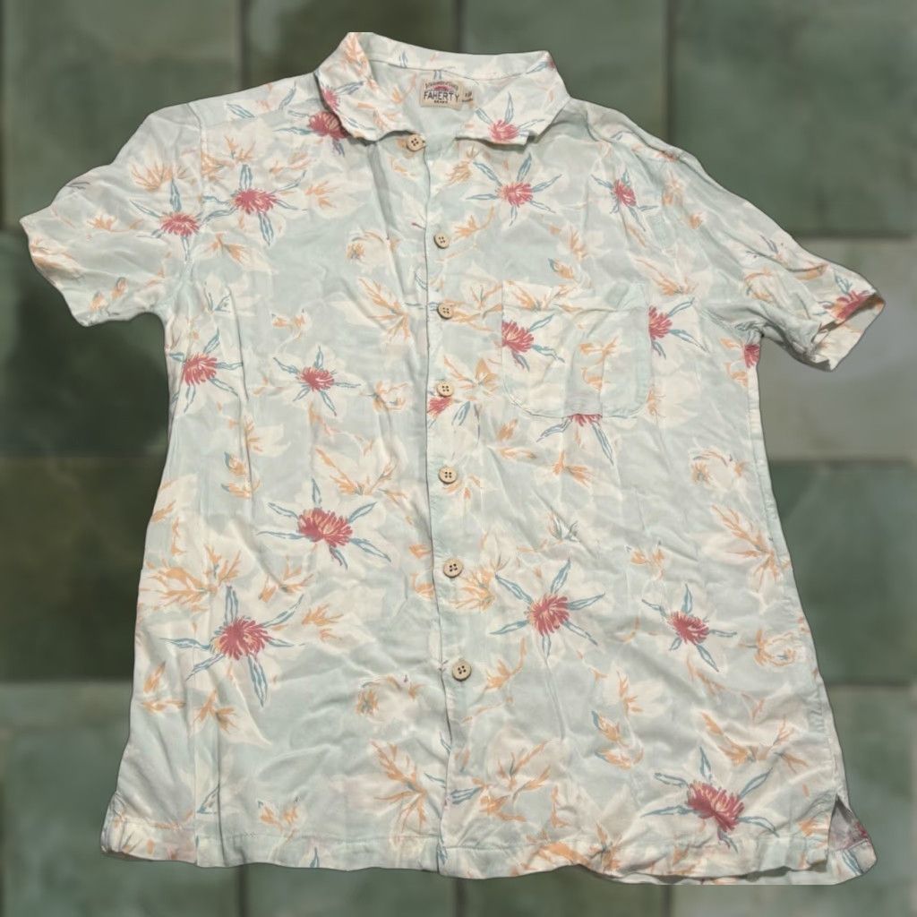 Faherty VINTAGE Faherty Hawaiian Shirt Men Small Floral Recycled Rayon Casual Summer Beach Size US S / EU 44-46 / 1 - 1 Thumbnail