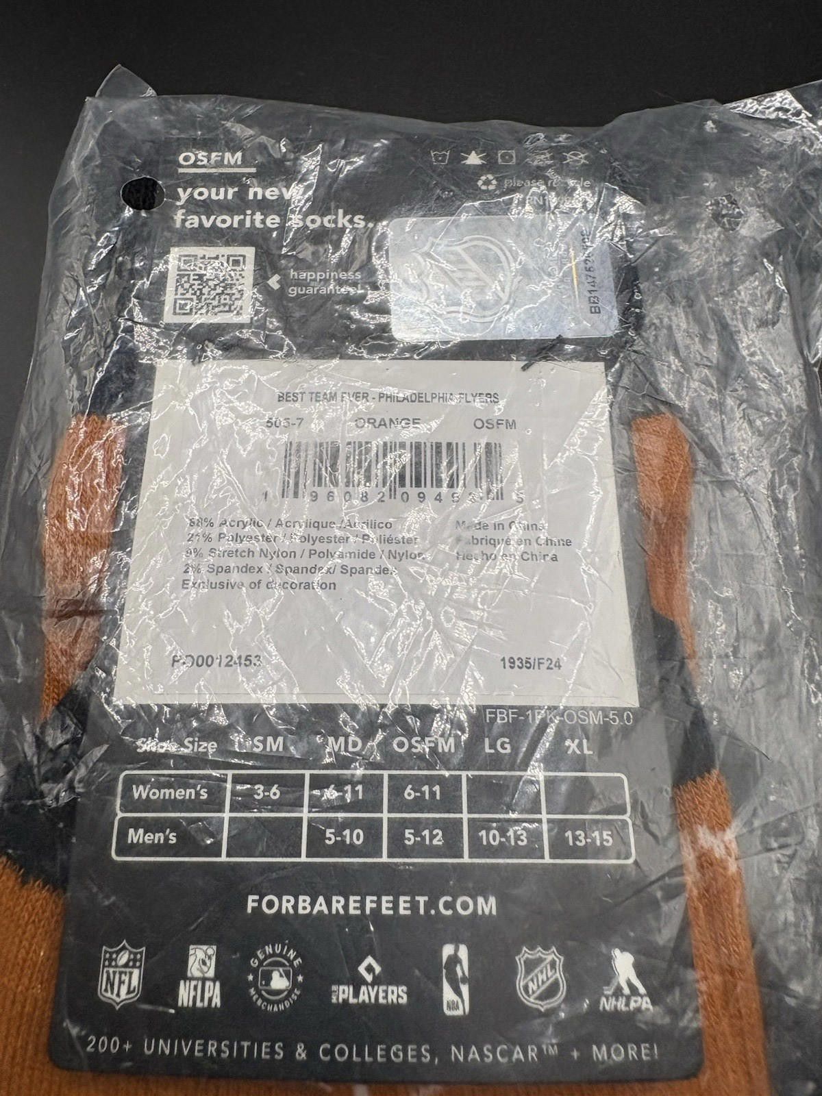 Other For Bare Feet Philadelphia Flyers "Best Team Ever" Socks NEW Size ONE SIZE - 3 Thumbnail