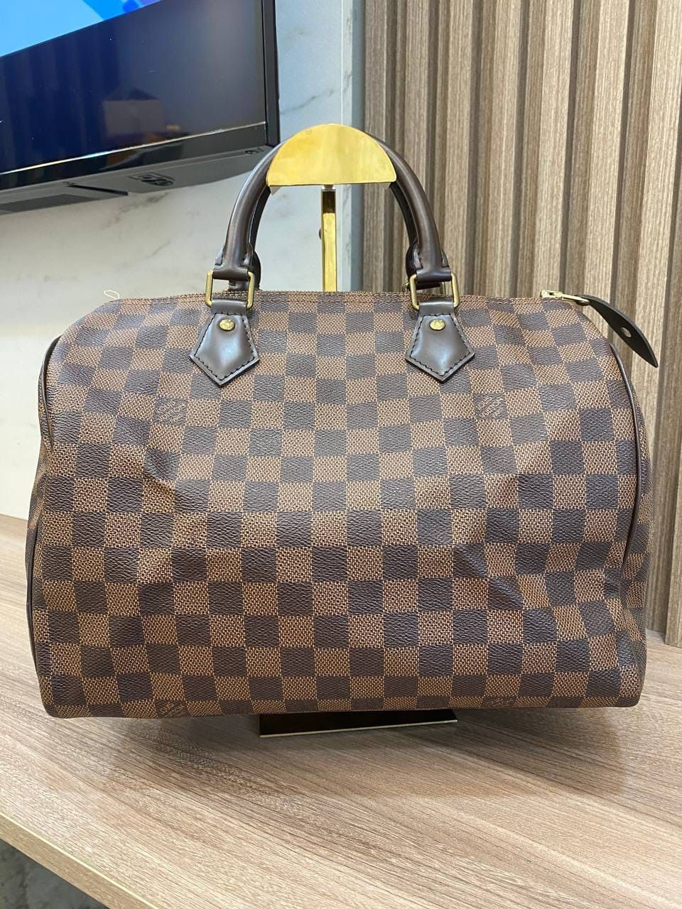 Damier Ebene Canvas Speedy Louis Vuitton Tasche Authentic Louis