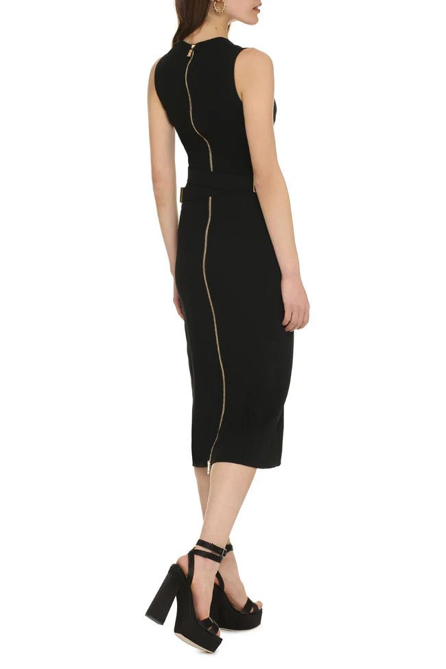 Versace o1y0226 Midi Dress in Black Size M / US 6-8 / IT 42-44 - 4 Thumbnail