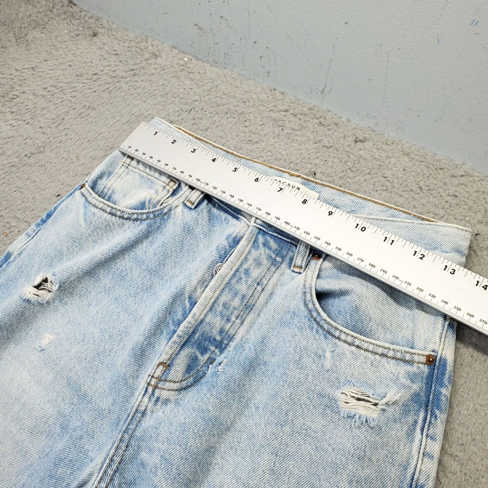 Pacsun PacSun Straight Jeans Womens 25 Blue Denim Stretch Comfort Distressed Button Fly Jeans Size 42" / US 20 - 3 Thumbnail