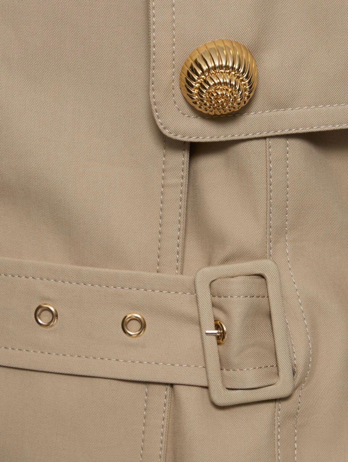 Balmain o1mt1gz0126 Tailored Cotton Trench Coat in Beige Size XL / US 12-14 / IT 48-50 - 3 Thumbnail